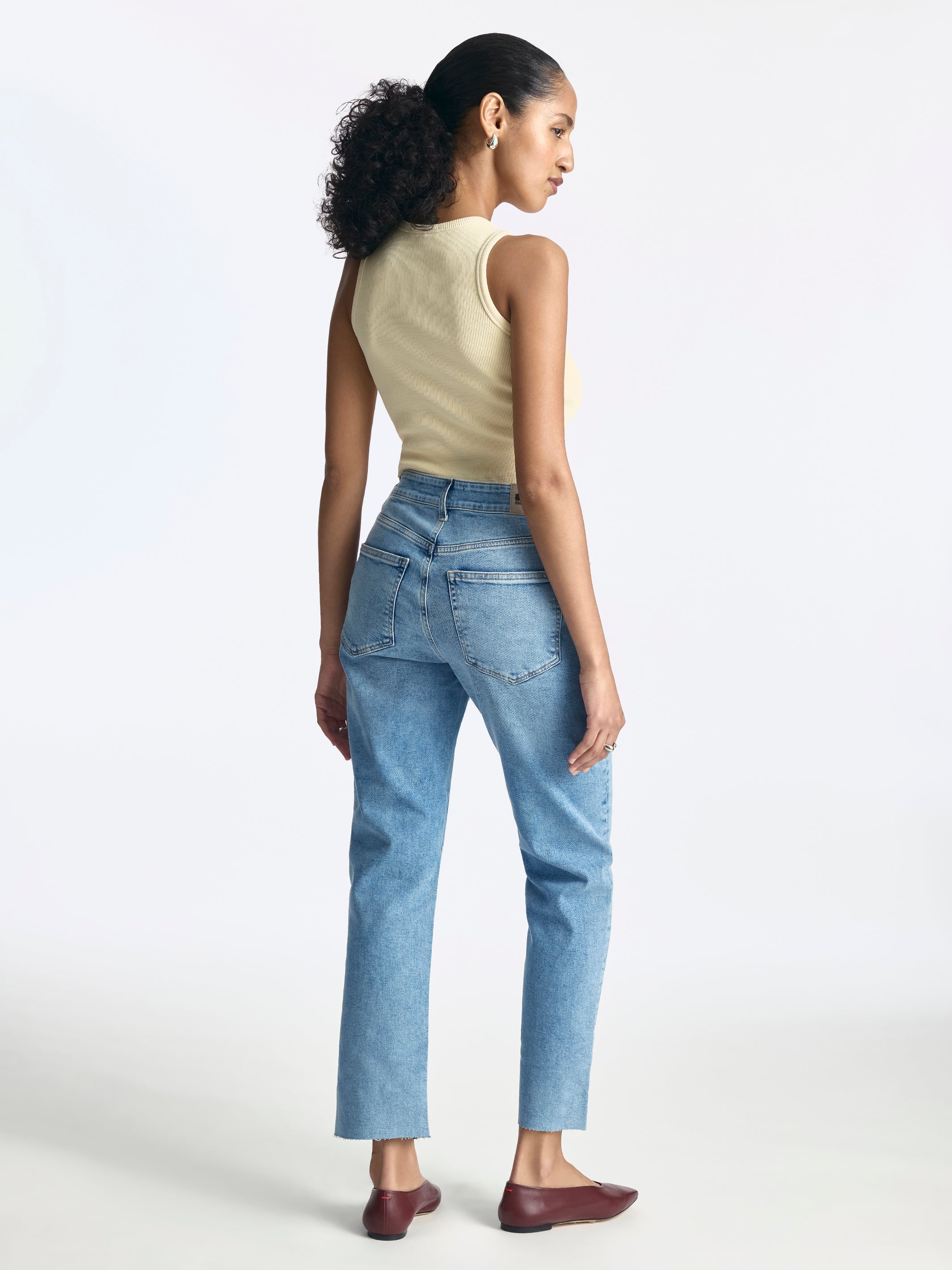 Meadow High Rise Boyfriend Jeans in Mid Ripped Denim - BROOKLYN INDUSTRIES