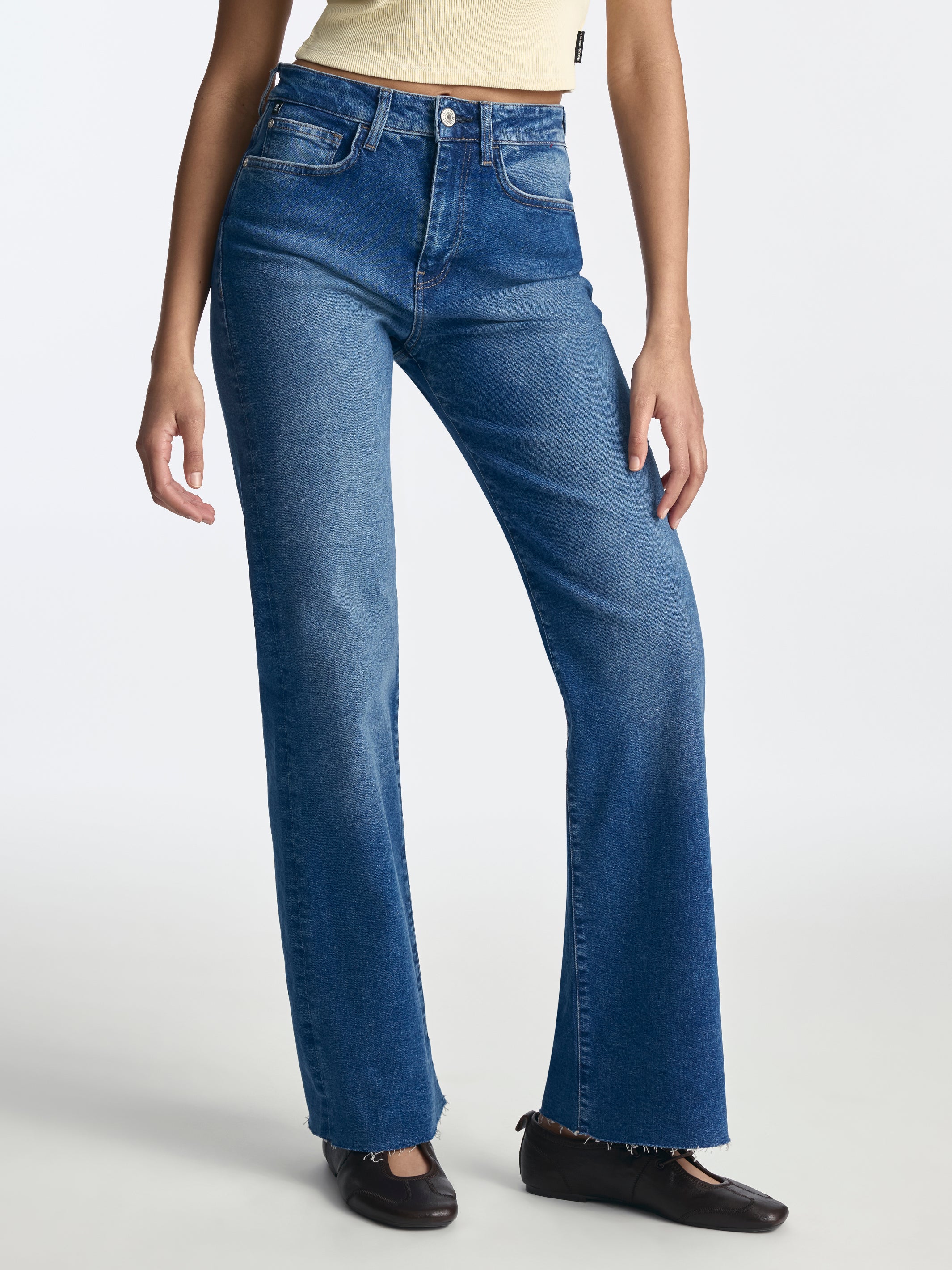 Park High Rise Wide Leg Jeans in Dark Brushed Denim - BROOKLYN INDUSTRIES