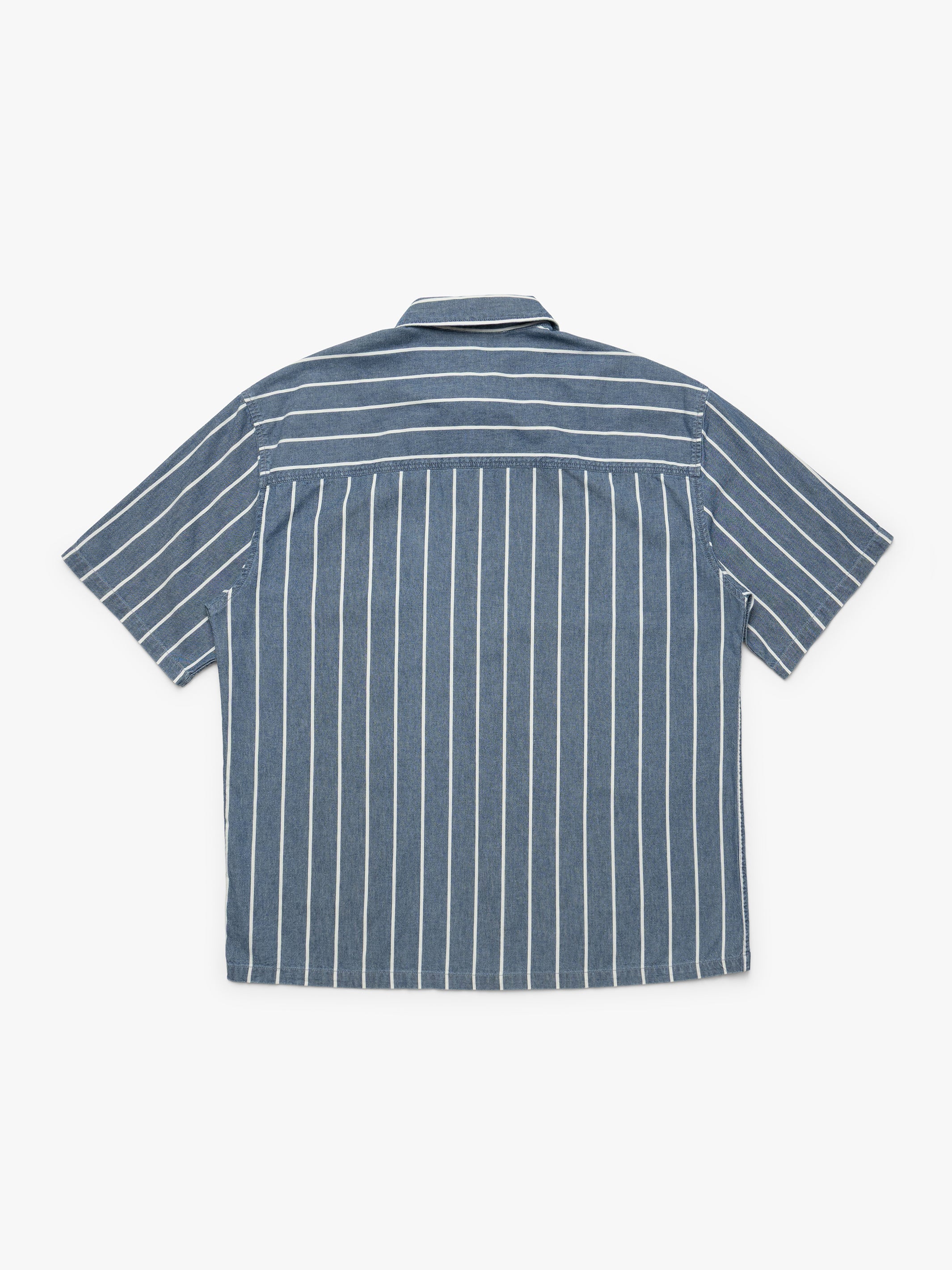 Men's Striped Short Sleeve Shirt In Blue Striped - BROOKLYN INDUSTRIES