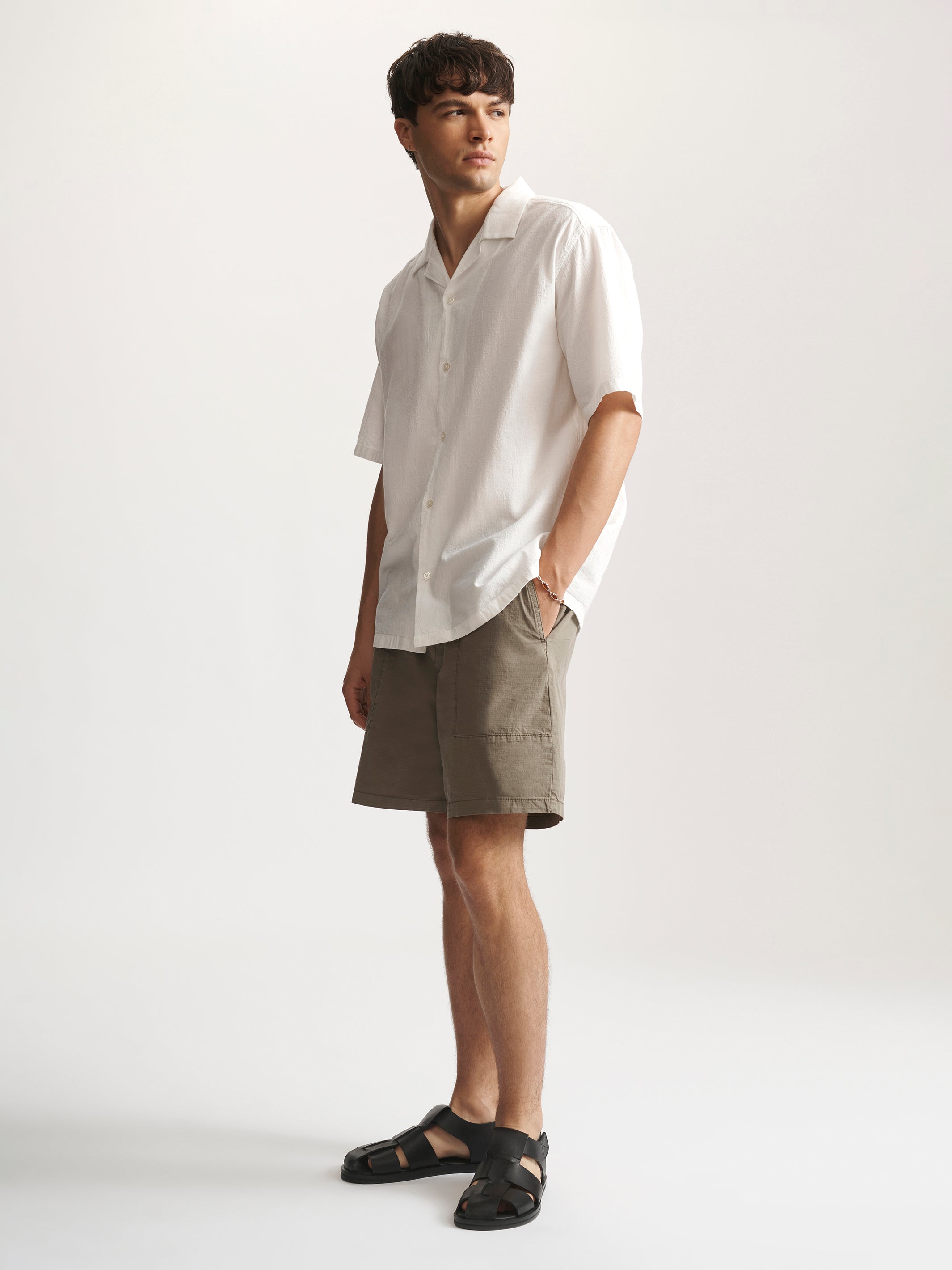 Men's Brooklyn Short Sleeve Shirt In Antique White - BROOKLYN INDUSTRIES