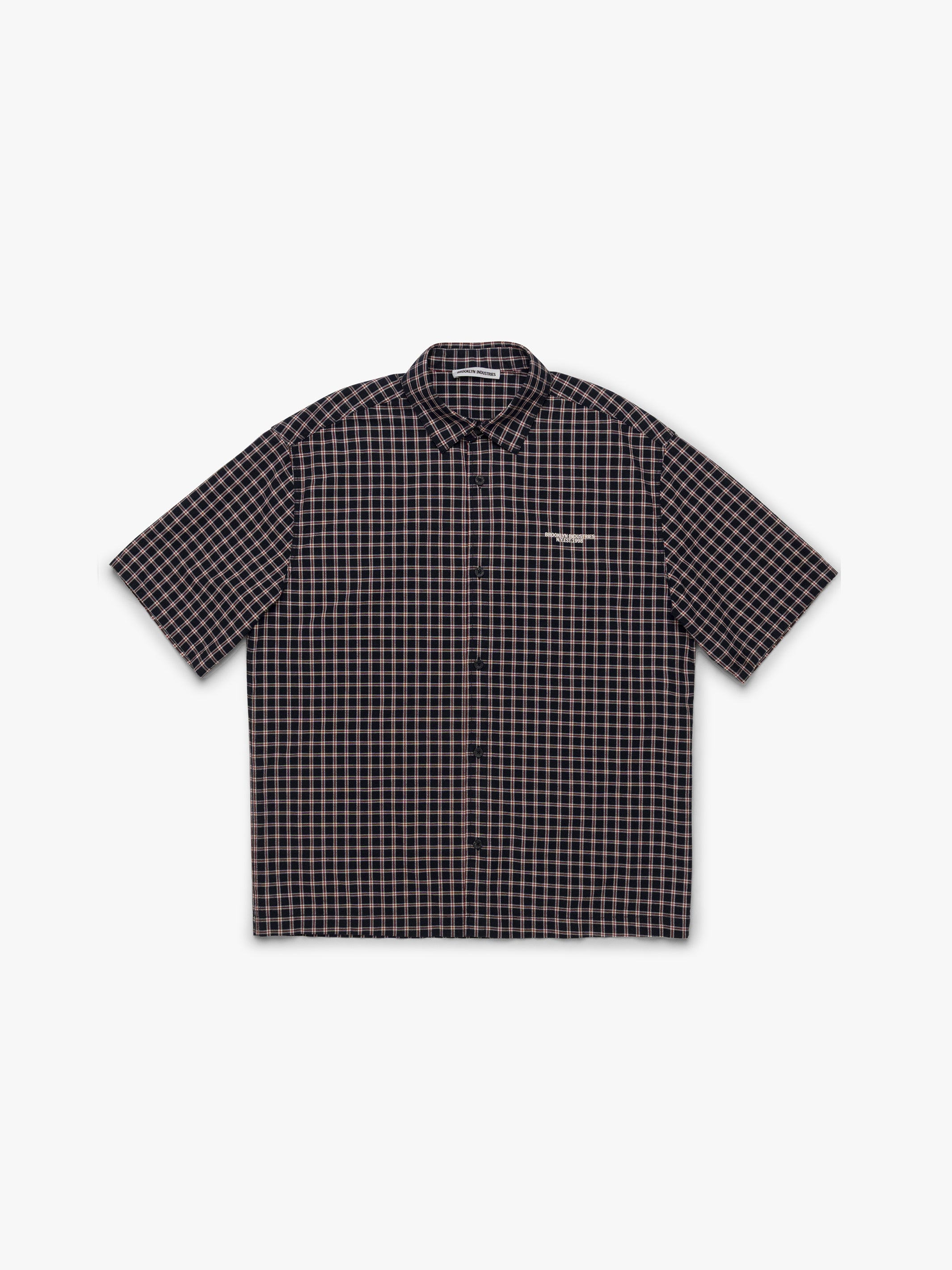 Men's Brooklyn Check Short Sleeve Shirt In Total Eclipse Check - BROOKLYN INDUSTRIES