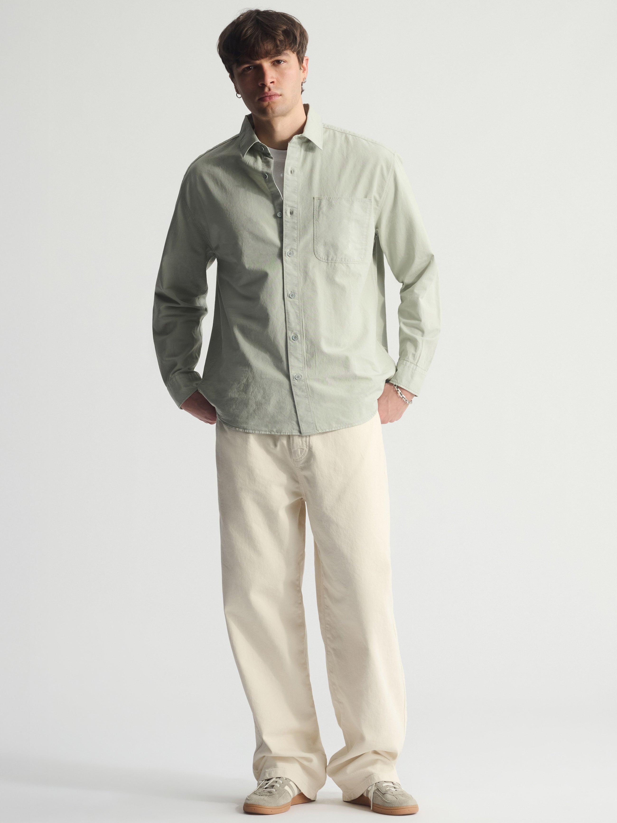 Men's Long Sleeve Shirt In Puritan Gray - BROOKLYN INDUSTRIES