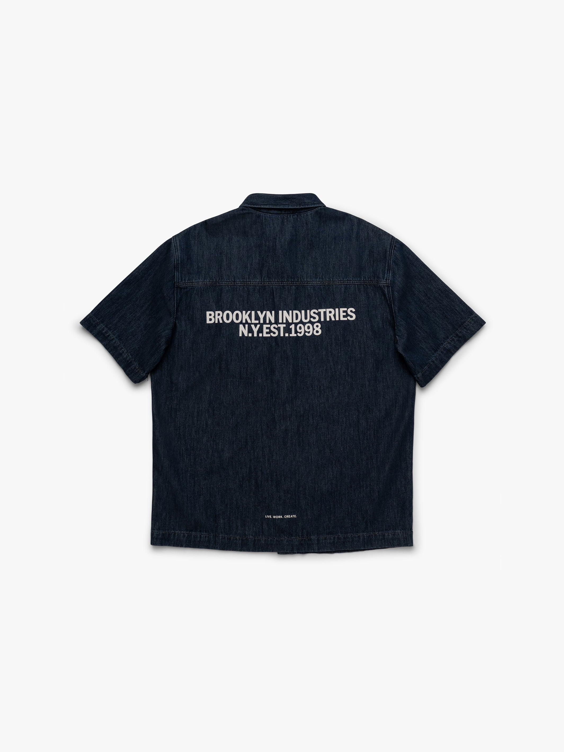 Men's Short Sleeve Denim Shirt In Dark Indigo - BROOKLYN INDUSTRIES