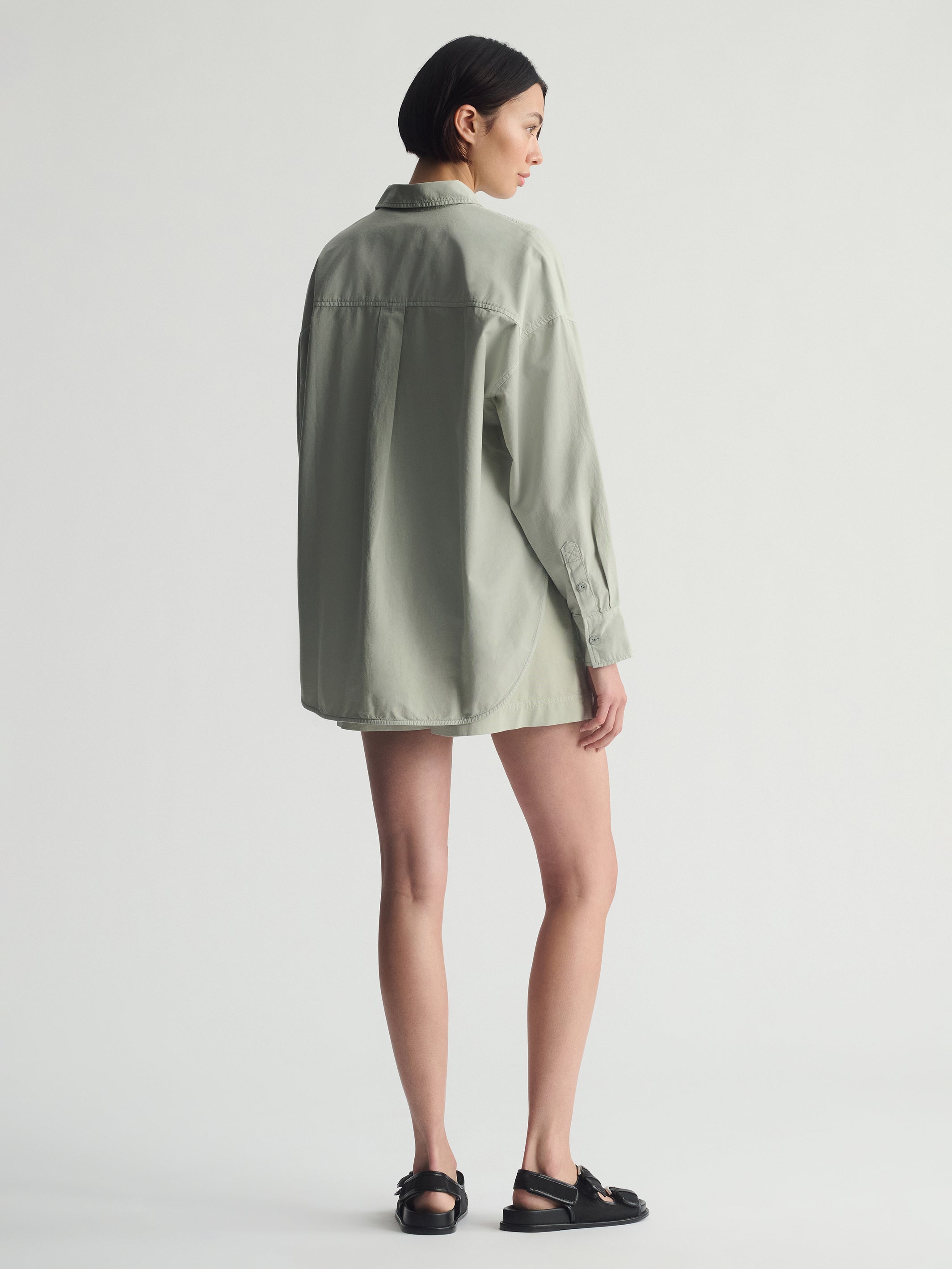 Women's Long Sleeve Shirt In Puritan Gray - BROOKLYN INDUSTRIES
