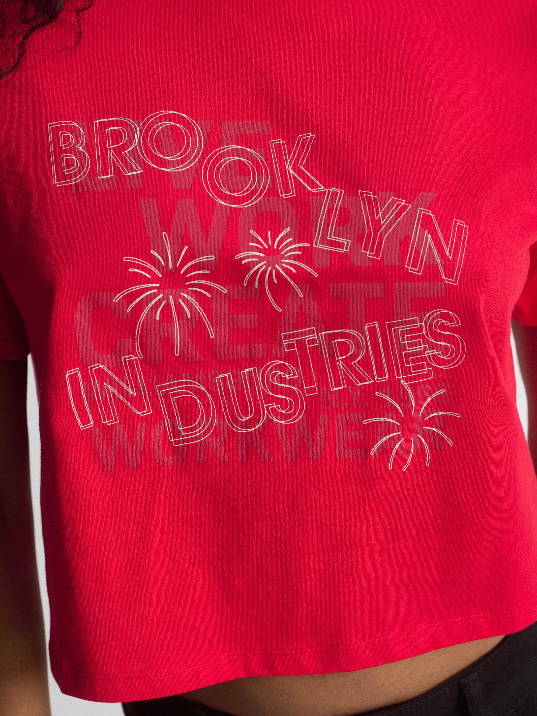 Women's Brooklyn Live Work Create T-Shirt In True Red - BROOKLYN INDUSTRIES