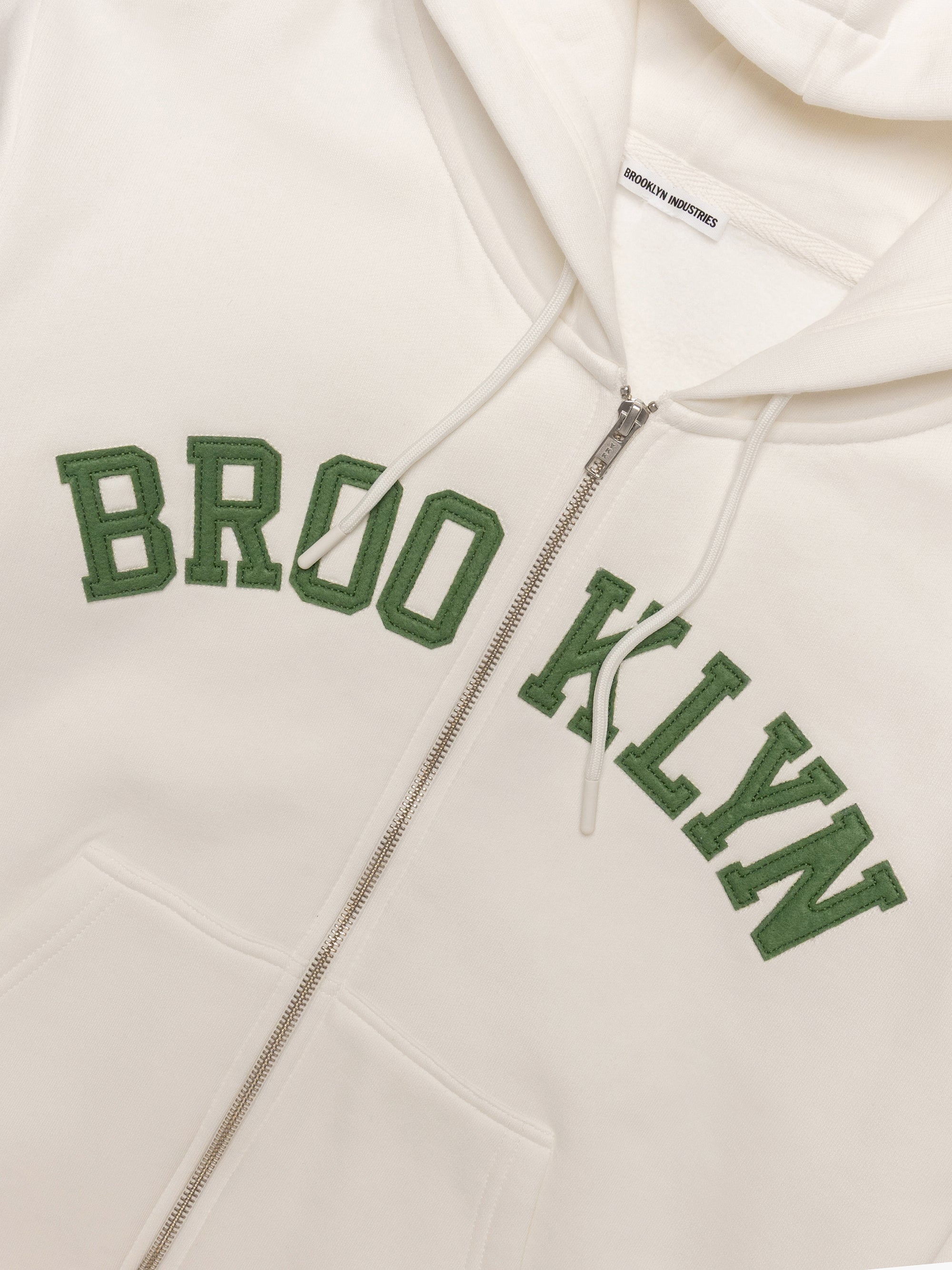 Women's Campus Brooklyn Zip-Up Sweatshirt In White - BROOKLYN INDUSTRIES