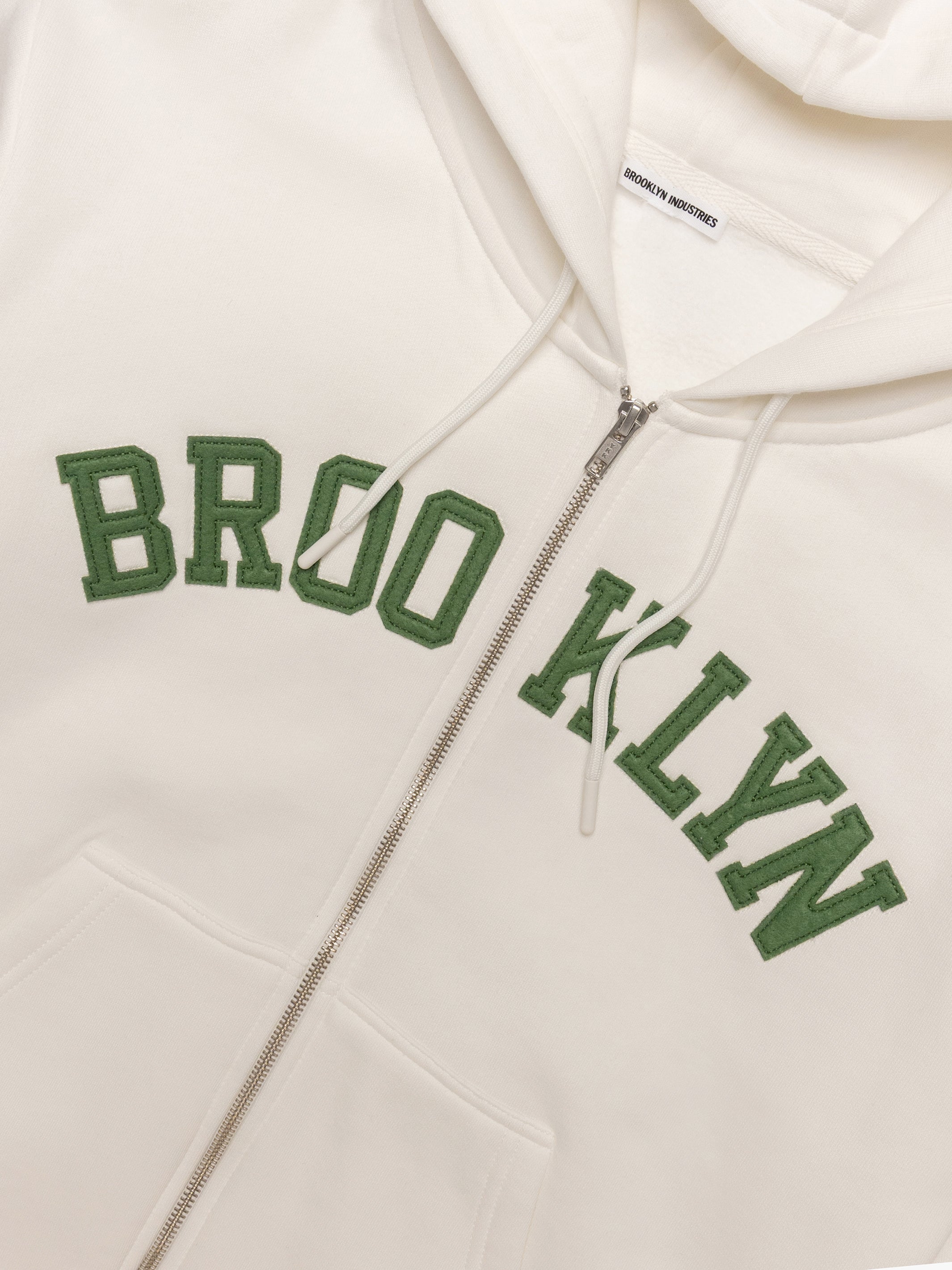 Women's Campus Brooklyn Zip-Up Sweatshirt In White - BROOKLYN INDUSTRIES