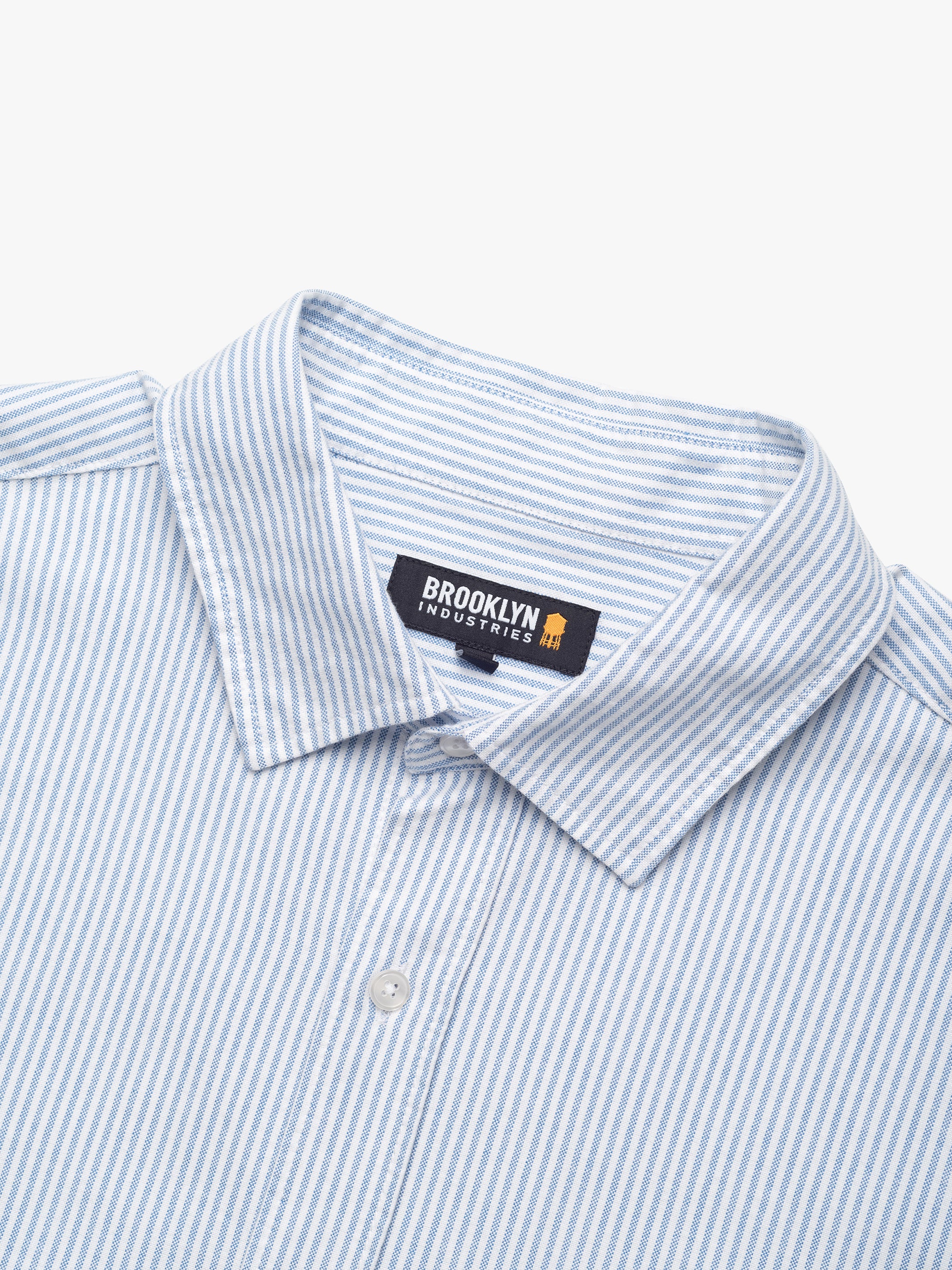 Men's Long Sleeve Shirt In Blue Striped - BROOKLYN INDUSTRIES