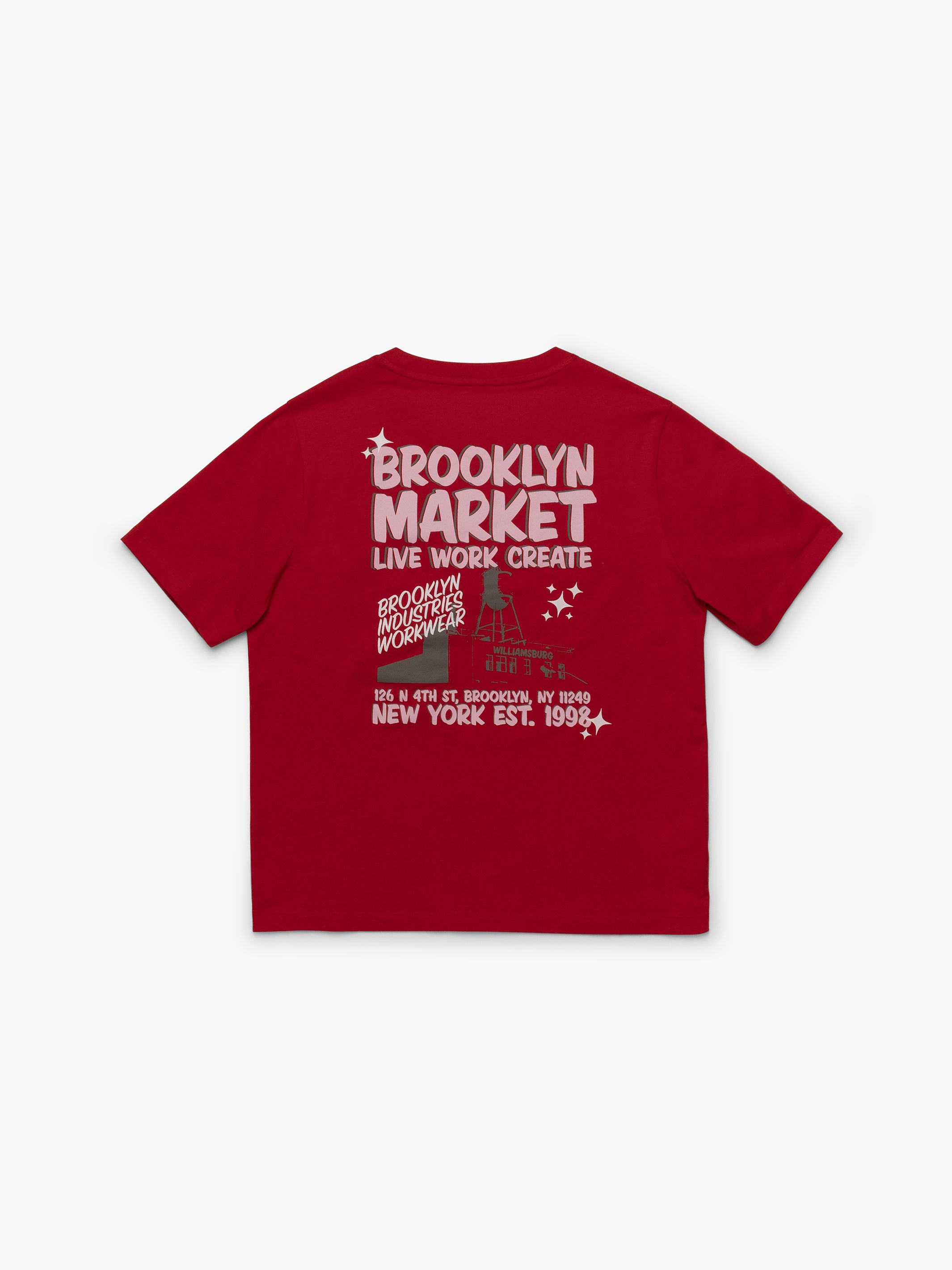 Women's Brooklyn Market T-Shirt In True Red - BROOKLYN INDUSTRIES