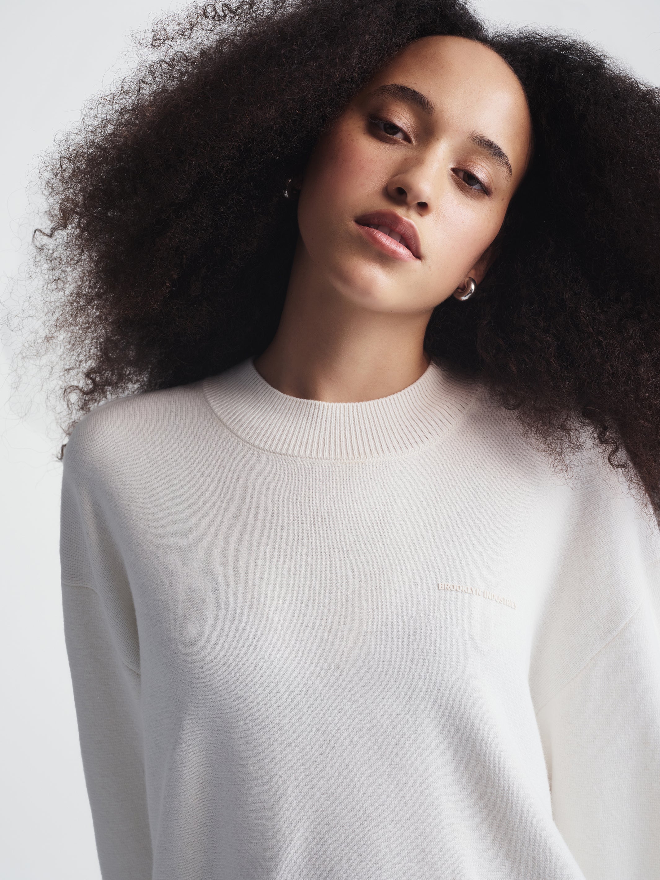 Women's Brooklyn Waffle Sweater in Antique White - BROOKLYN INDUSTRIES