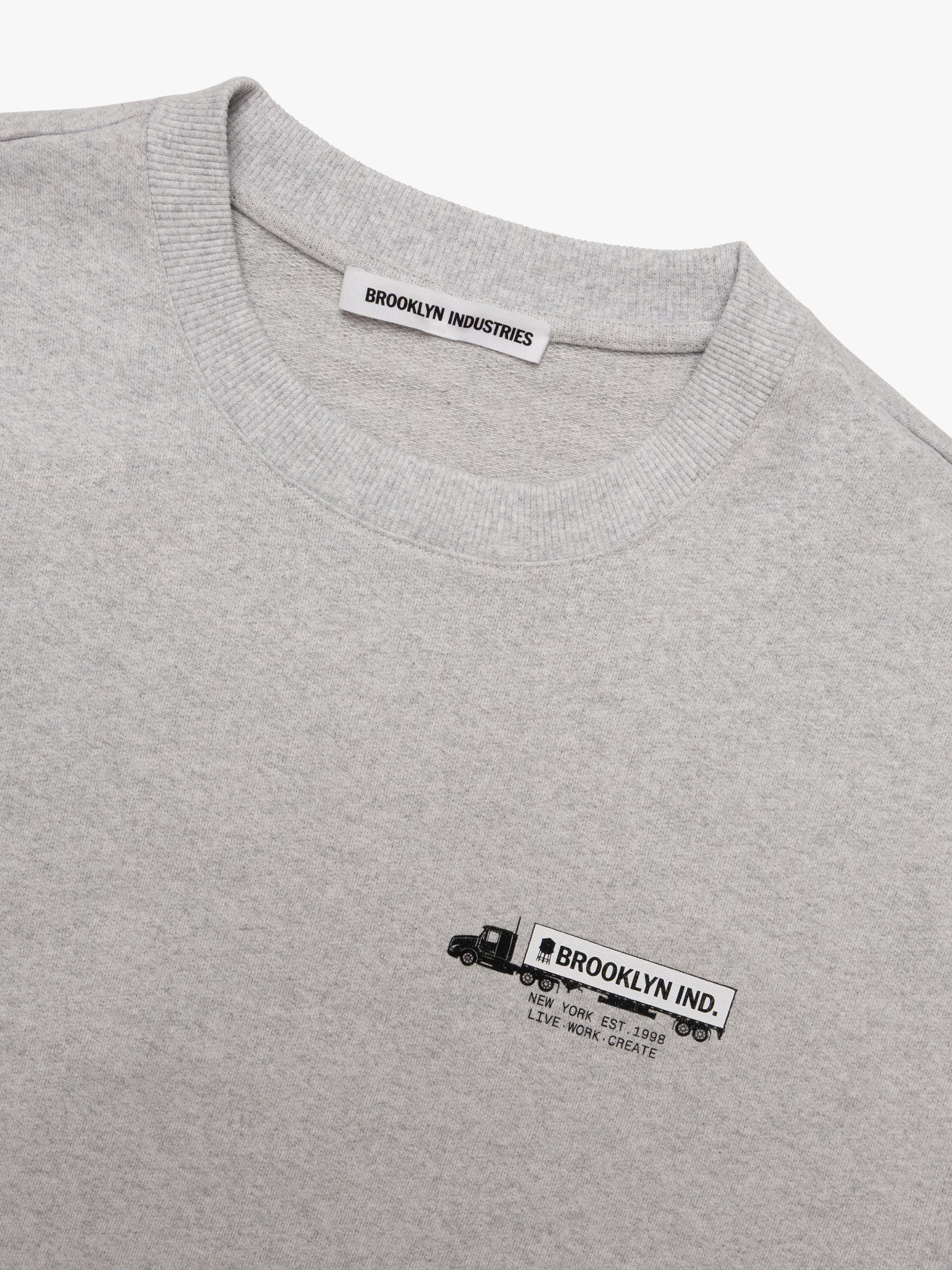 Men's Brooklyn Industries Crew Neck Sweatshirt In Light Grey Melange - BROOKLYN INDUSTRIES