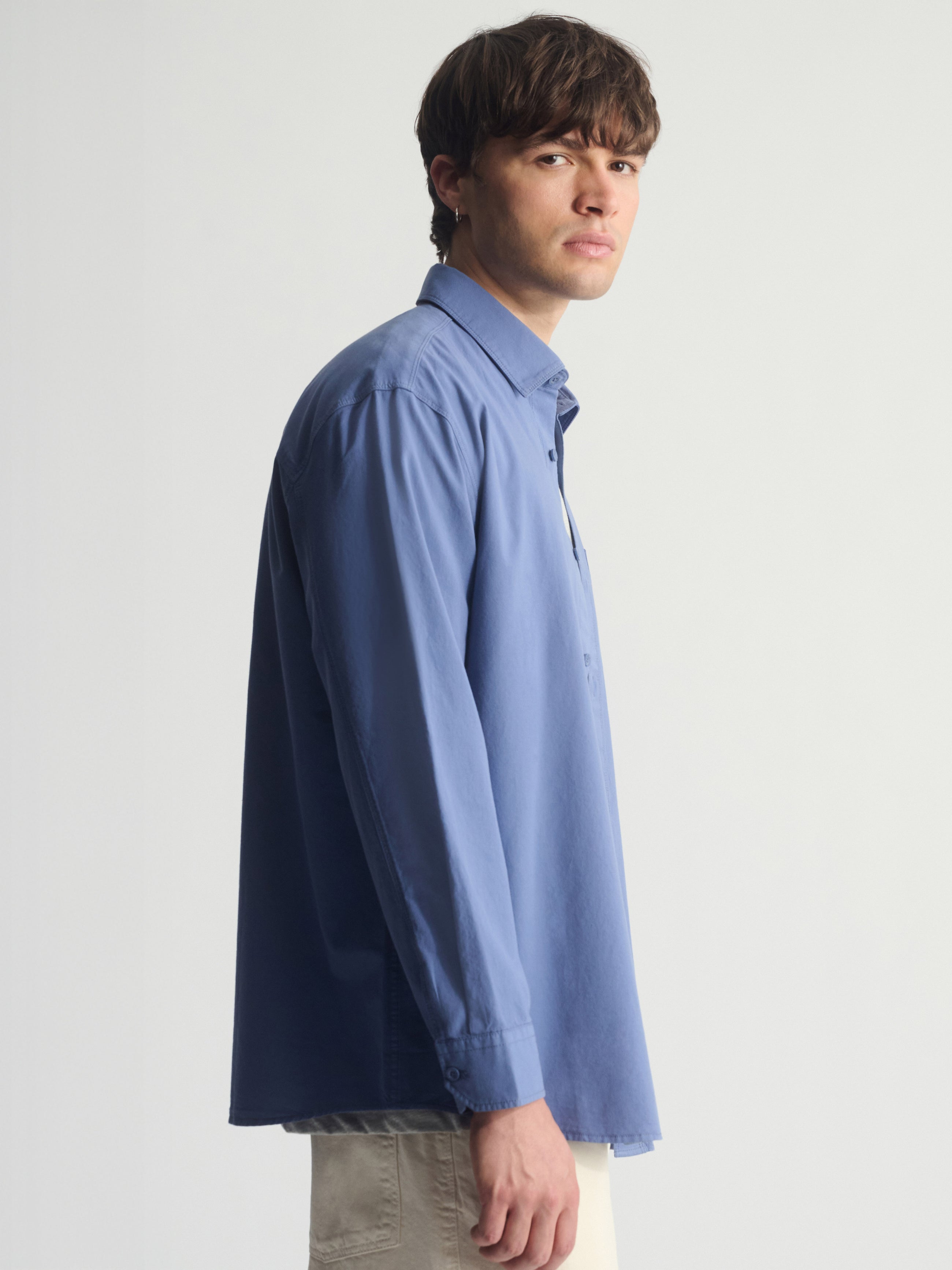 Men's Long Sleeve Shirt In Bijou Blue - BROOKLYN INDUSTRIES