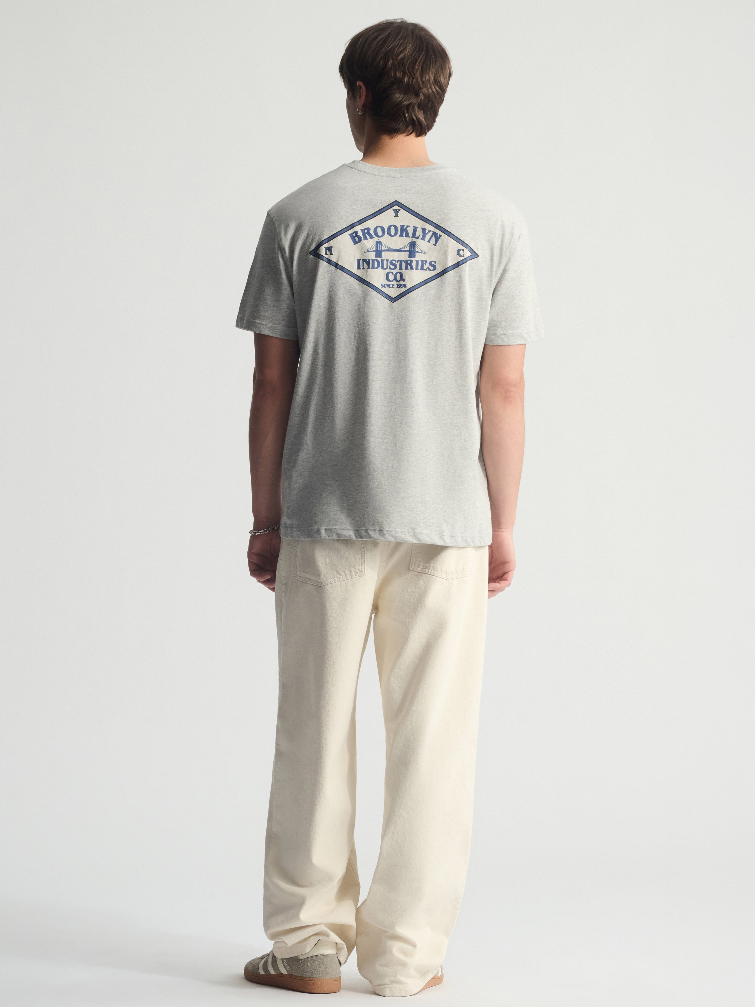 Men's Vintage Brooklyn Graphic T-Shirt In Light Grey Melange - BROOKLYN INDUSTRIES