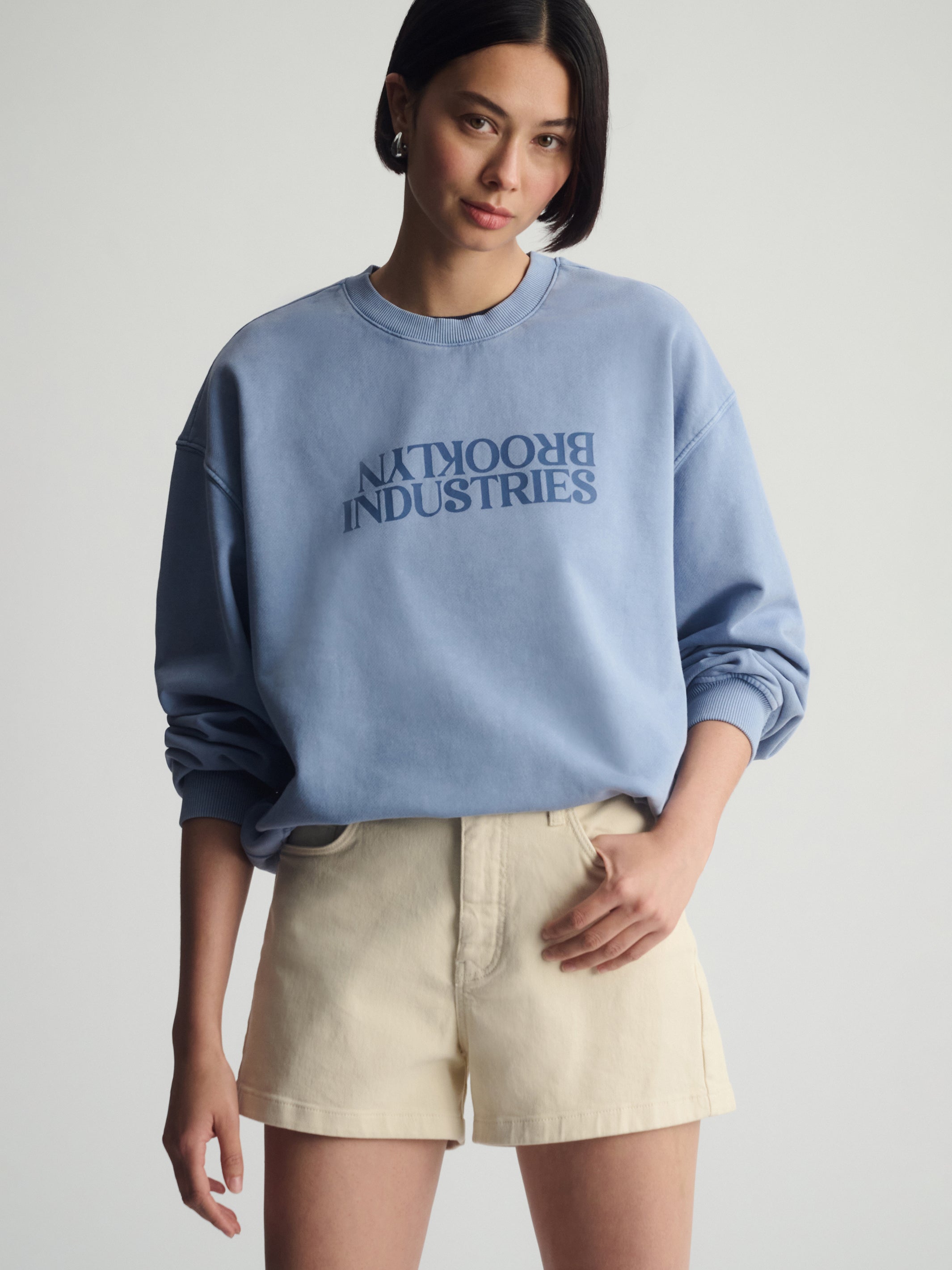 Women's Brooklyn Loose Crew Neck Sweatshirt In Bijou Blue - BROOKLYN INDUSTRIES