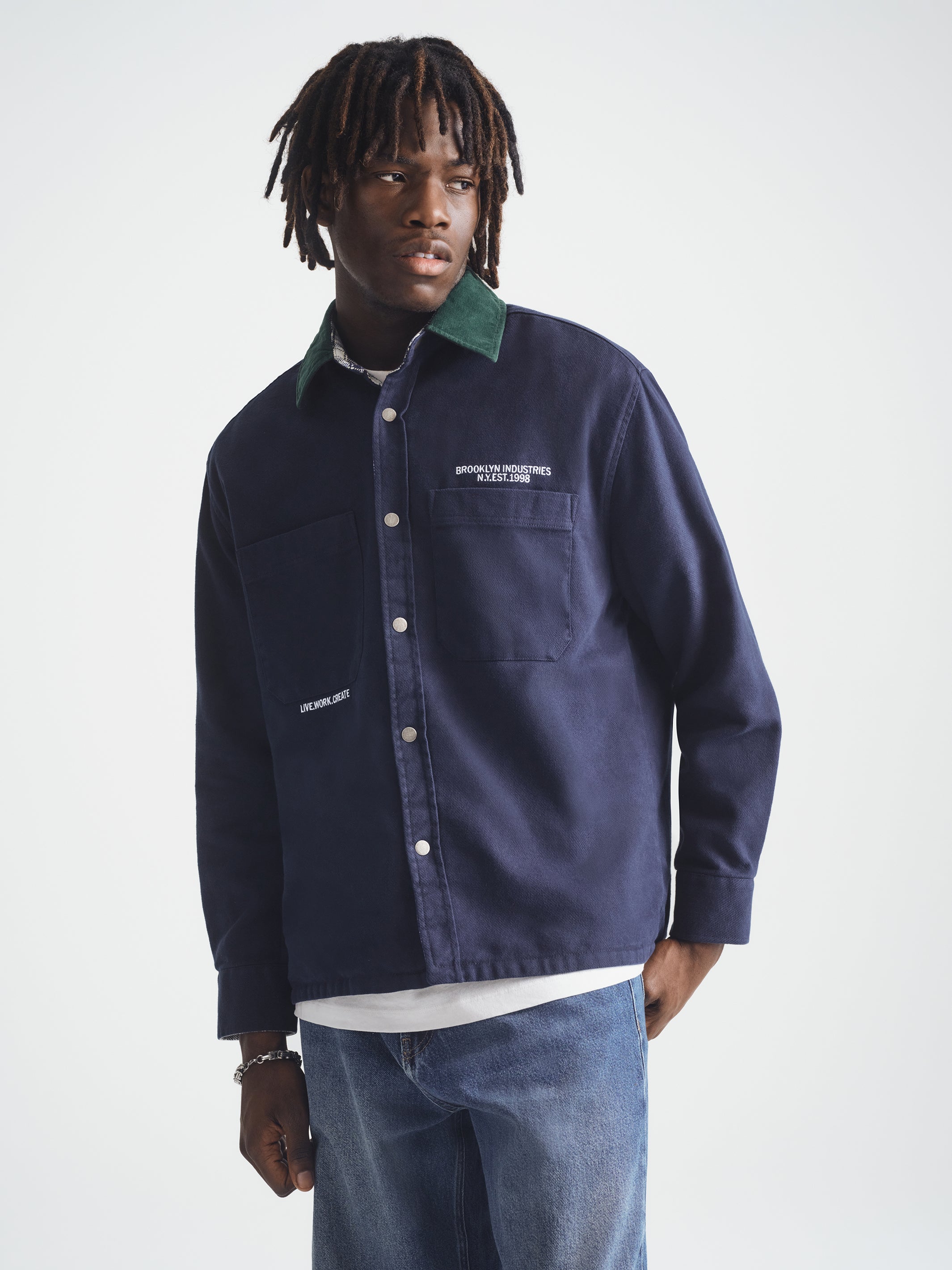 Men's Brooklyn Trucker Jacket in Dark Sapphire - BROOKLYN INDUSTRIES