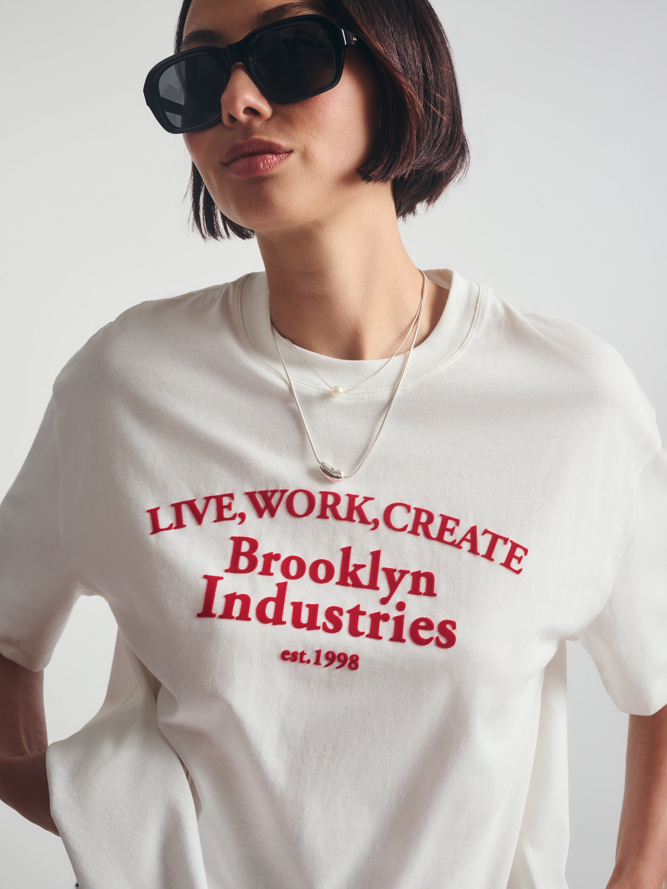 Women's Brooklyn 1998 T-Shirt in Antique White - BROOKLYN INDUSTRIES