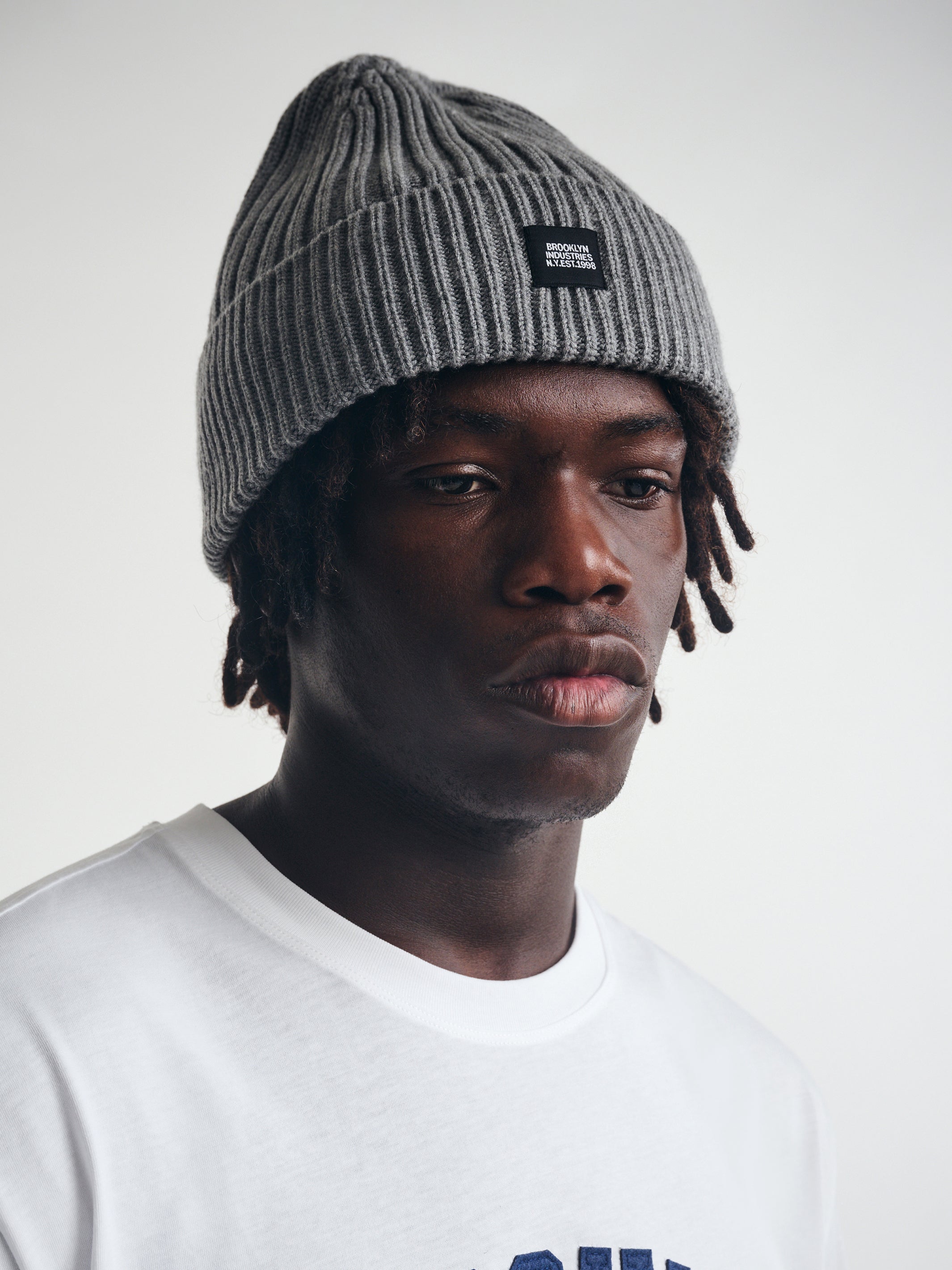 BKI Beanie in Light Grey Melange - BROOKLYN INDUSTRIES