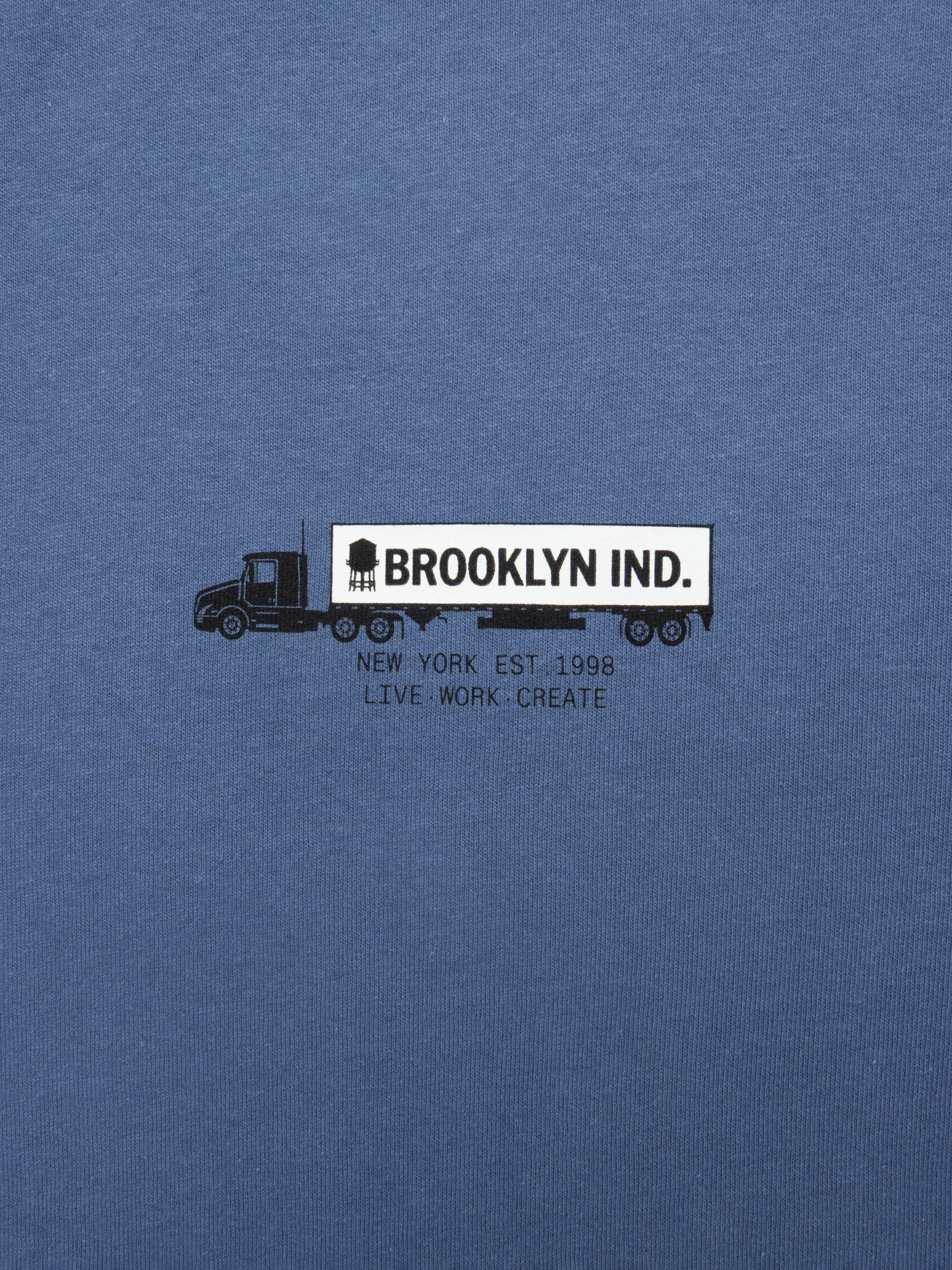 Men's Brooklyn Logo Cotton T-Shirt In Bijou Blue - BROOKLYN INDUSTRIES