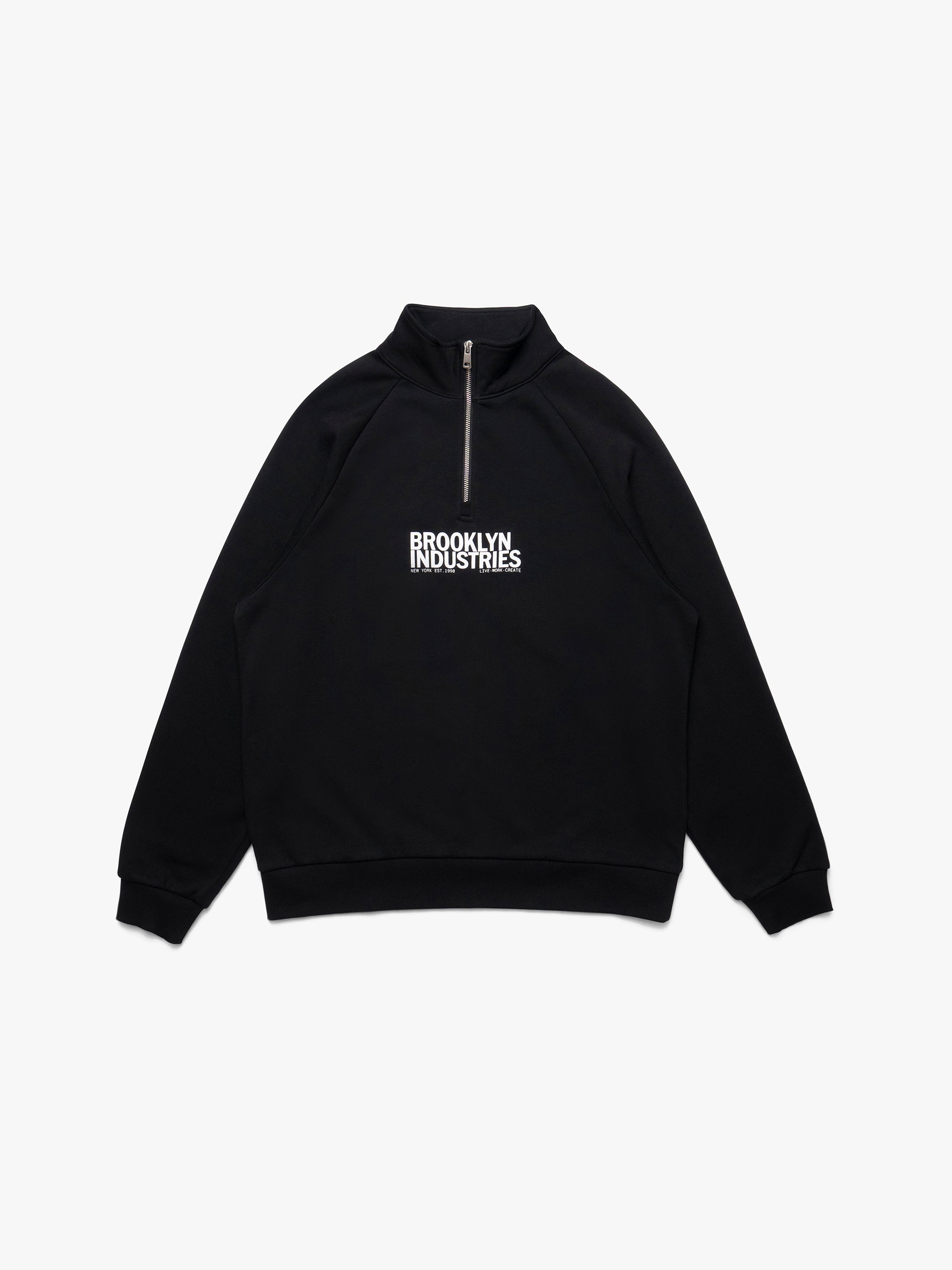 Men's Brooklyn Half Zip Sweatshirt In Black - BROOKLYN INDUSTRIES