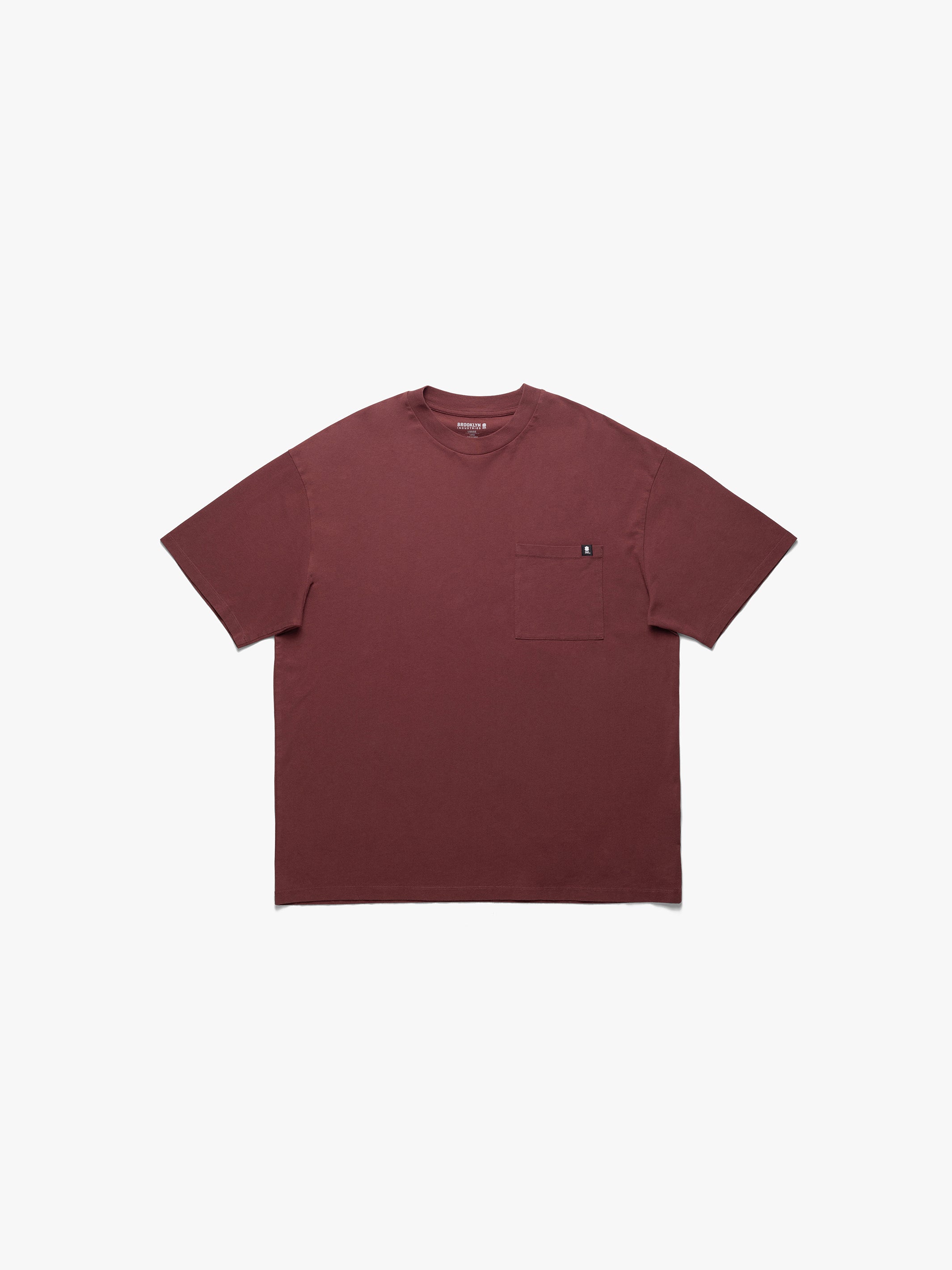 Men's Short Sleeve Pocket T-Shirt In Red Mahogany - BROOKLYN INDUSTRIES