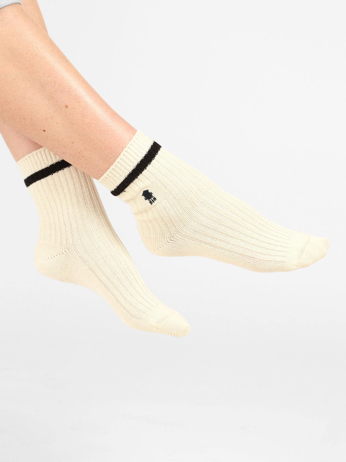 Women's Water Tower Logo Socks in Angora - BROOKLYN INDUSTRIES