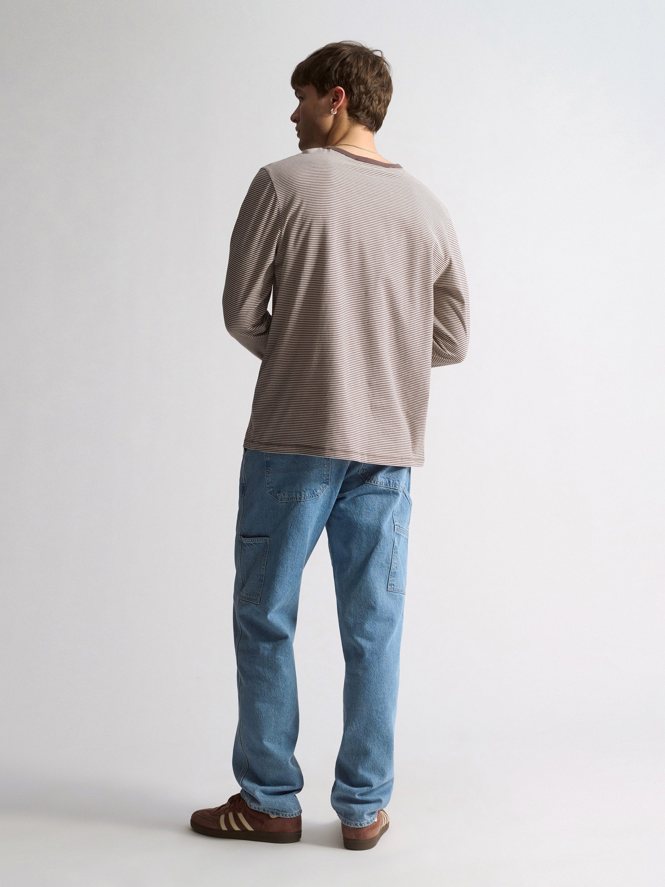 Men's Brooklyn Striped Long Sleeve T-Shirt In Chocolate Martini Stripe - BROOKLYN INDUSTRIES