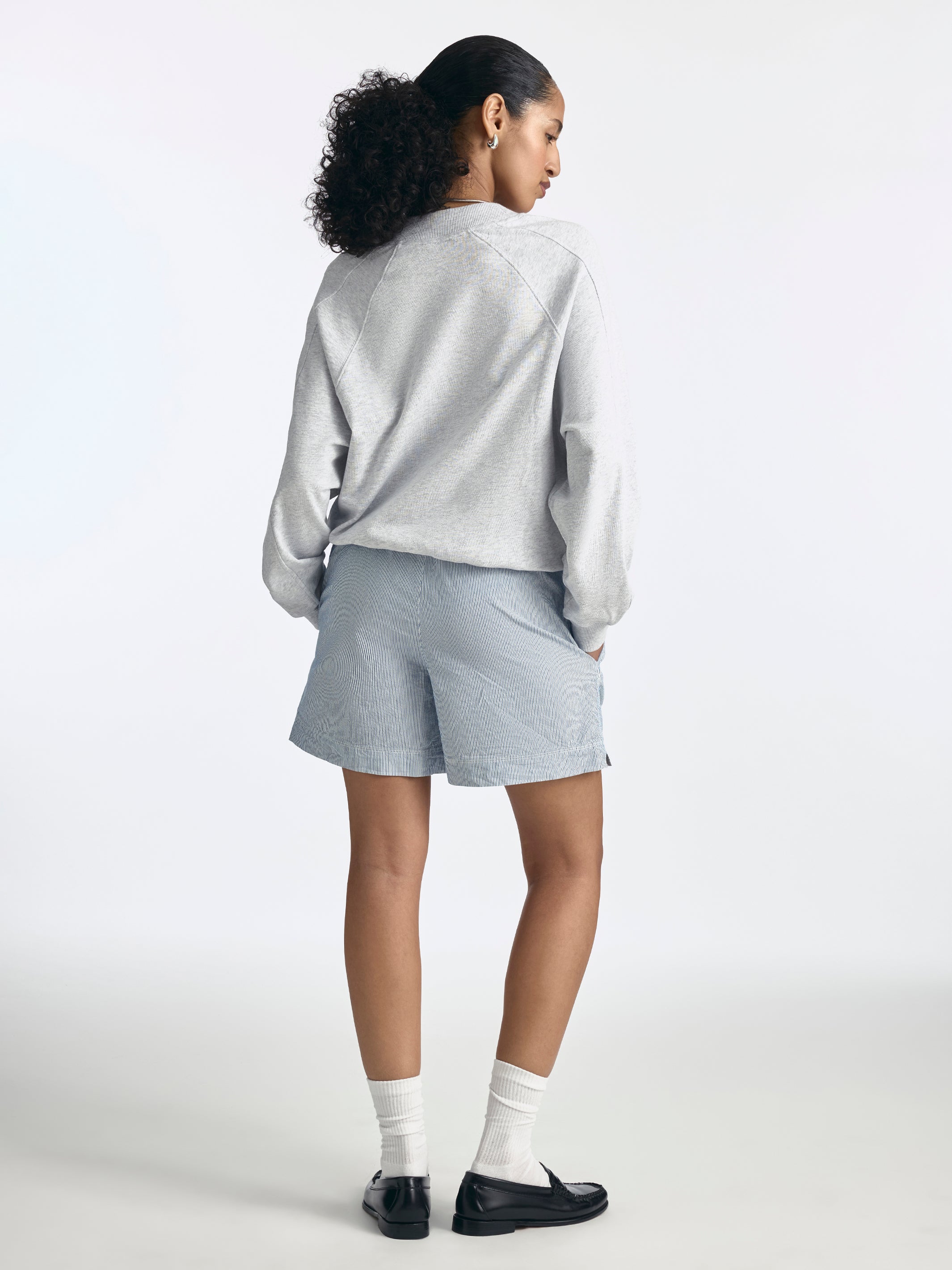 Women's Logo V-Neck Varsity Sweatshirt in Grey Melange - BROOKLYN INDUSTRIES