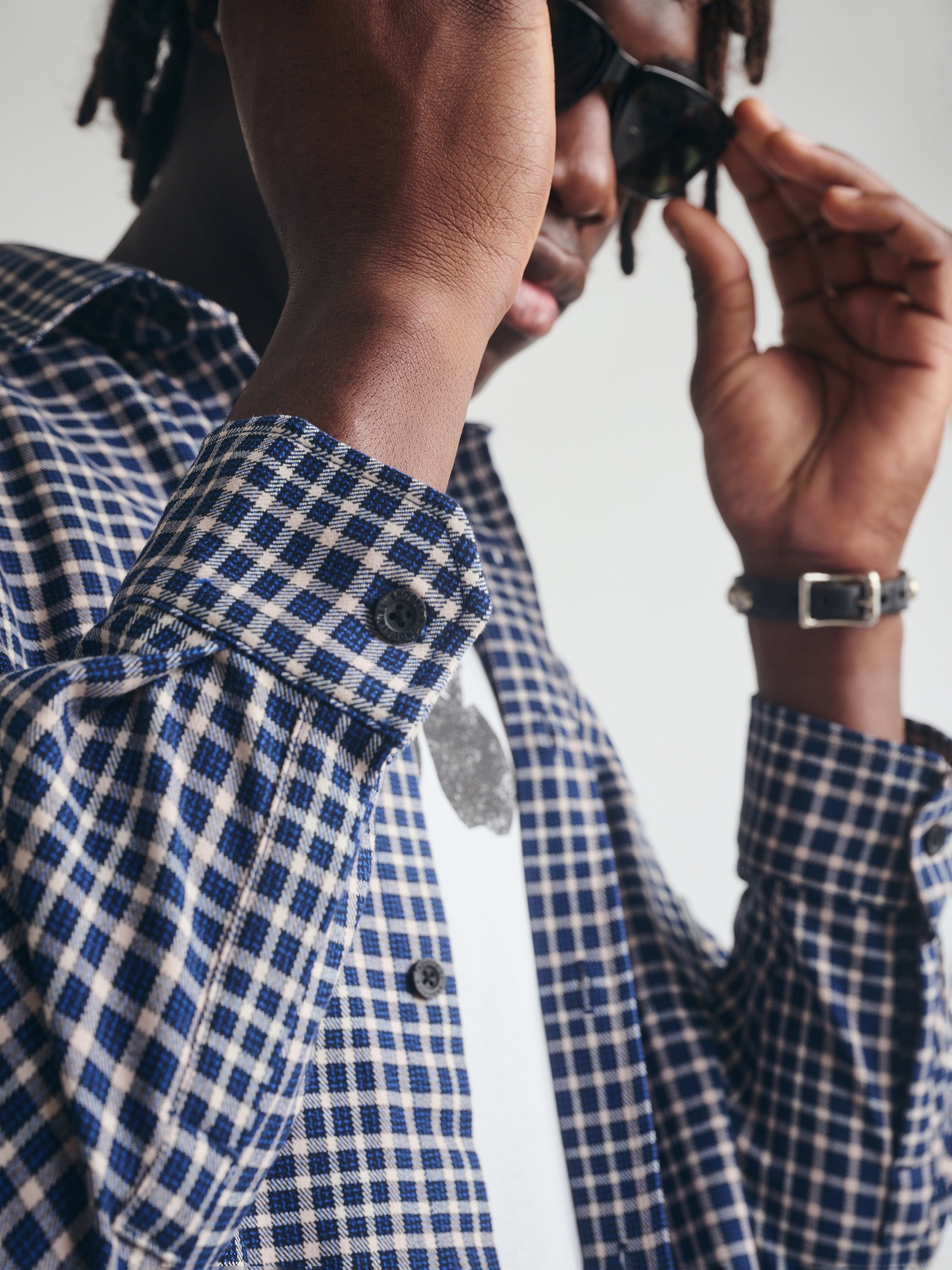 Men's Brooklyn Long Sleeve Plaid Shirt in Navy Check - BROOKLYN INDUSTRIES