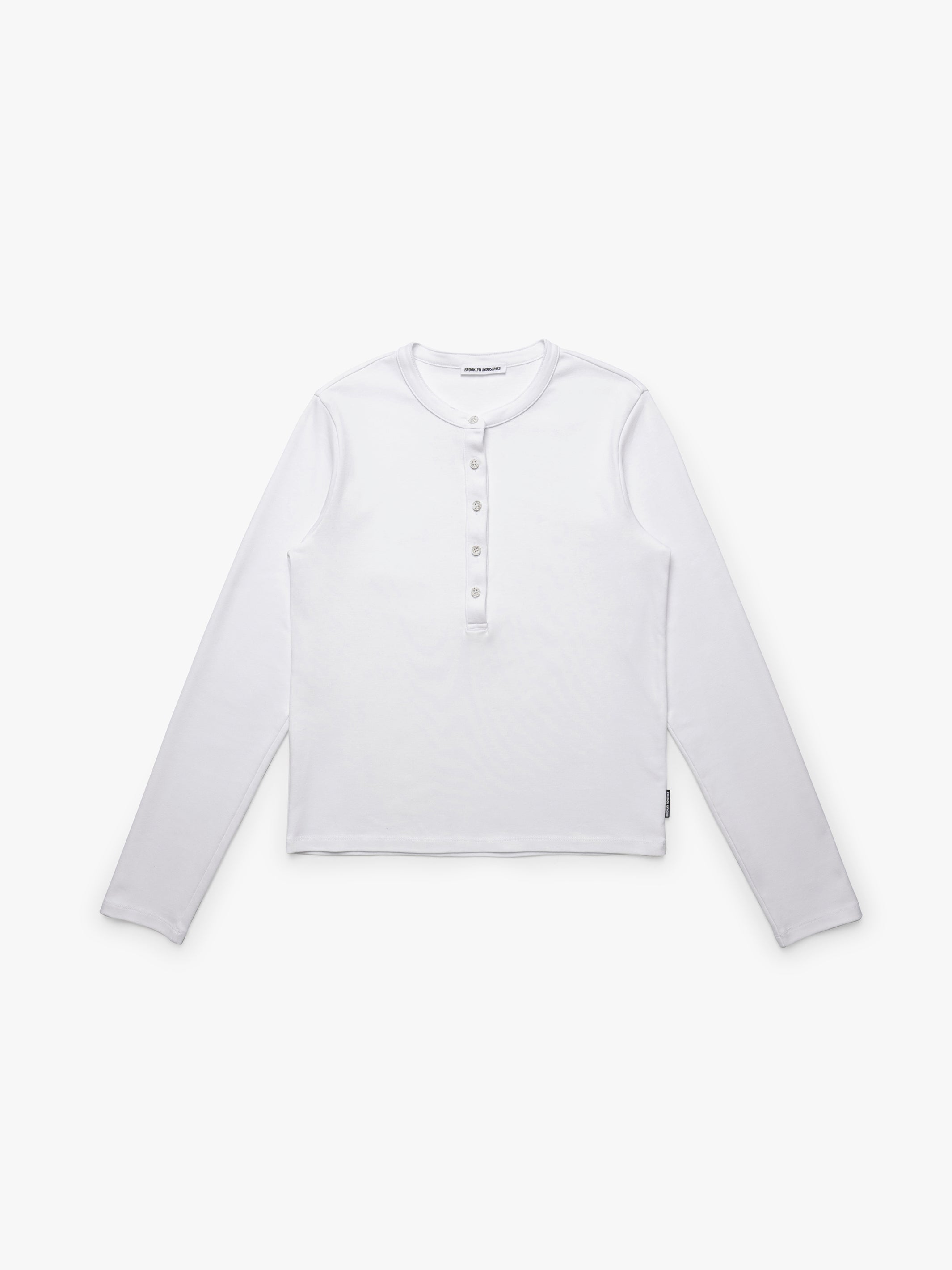 Women's Cropped Henley T-Shirt in White - BROOKLYN INDUSTRIES