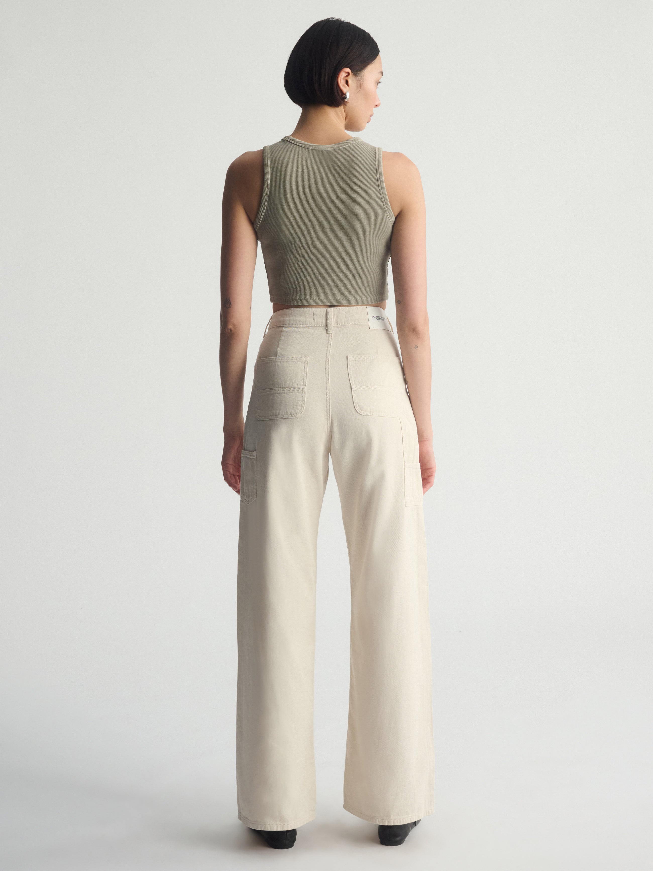 Women's Brooklyn Ribbed Crop Tank Top In Winter Twig - BROOKLYN INDUSTRIES