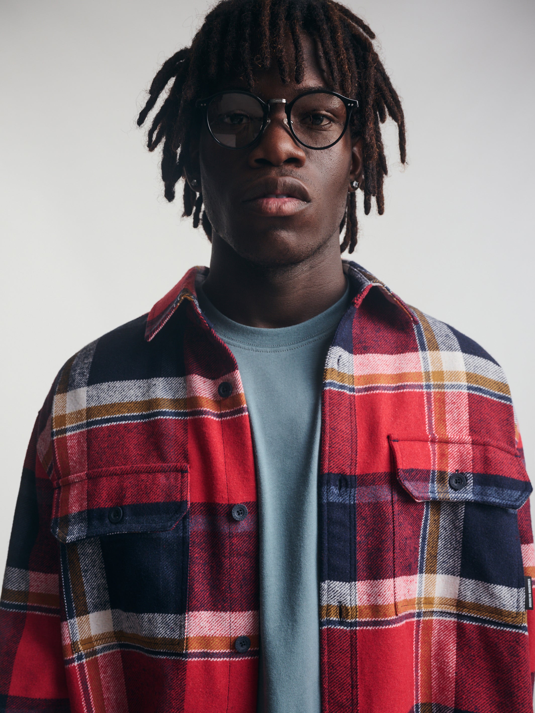 Men's Plaid Overshirt in Red Check - BROOKLYN INDUSTRIES