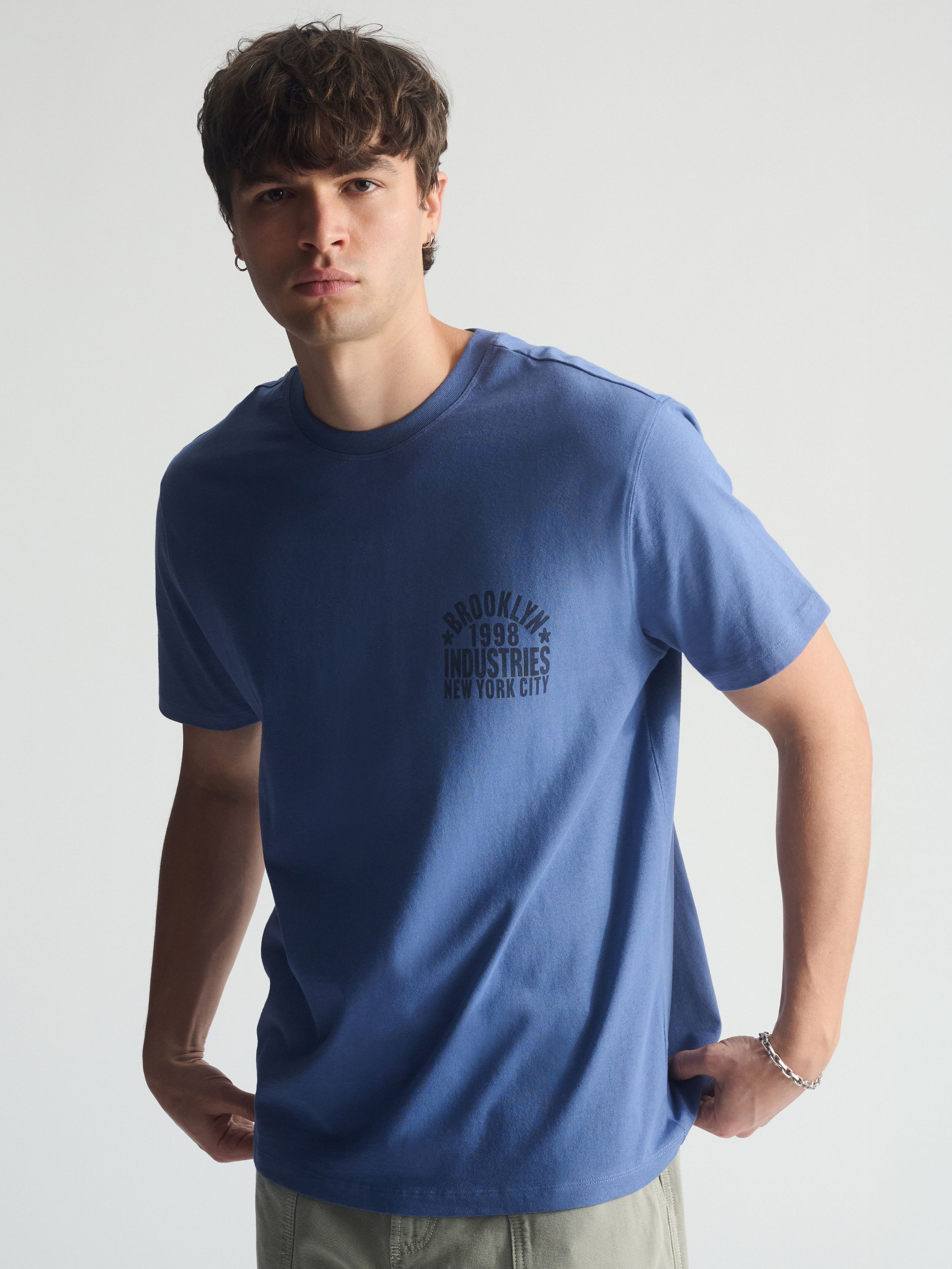 Men's Vintage Brooklyn Graphic T-Shirt In Bijou Blue - BROOKLYN INDUSTRIES