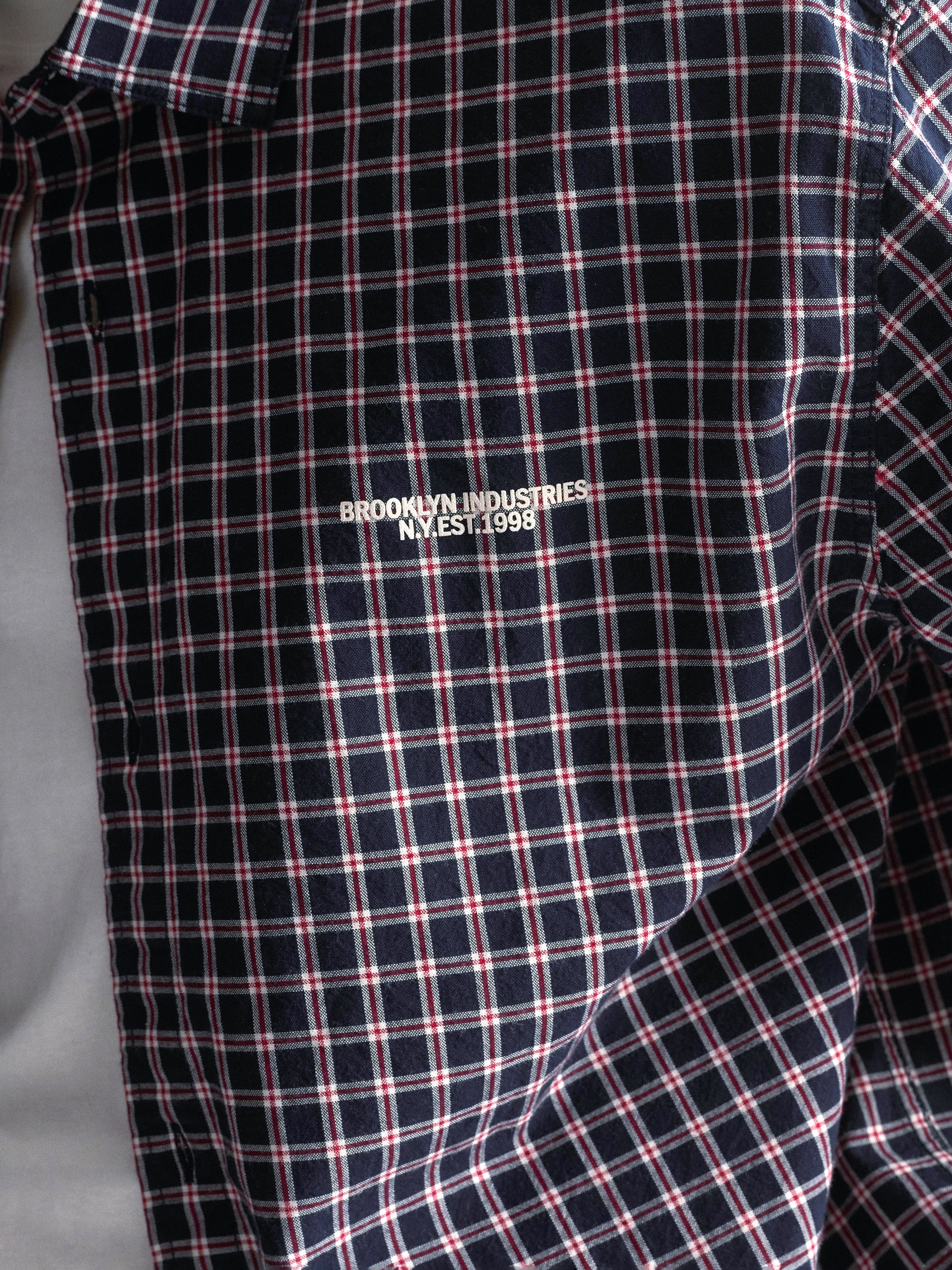 Men's Brooklyn Check Short Sleeve Shirt In Total Eclipse Check - BROOKLYN INDUSTRIES