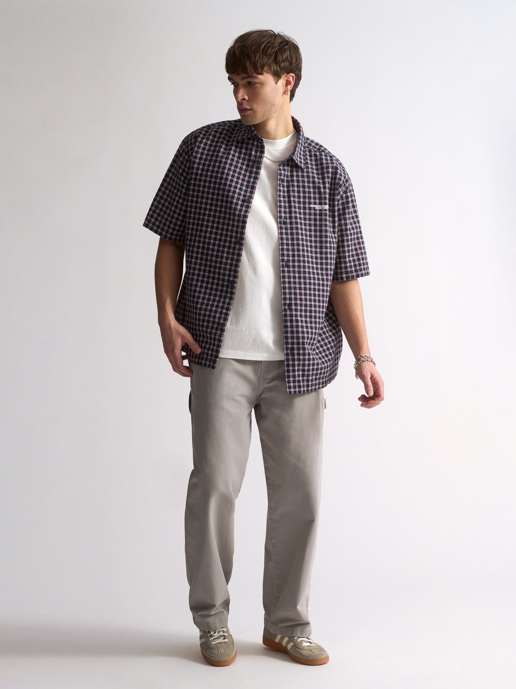 Men's Brooklyn Check Short Sleeve Shirt In Total Eclipse Check - BROOKLYN INDUSTRIES