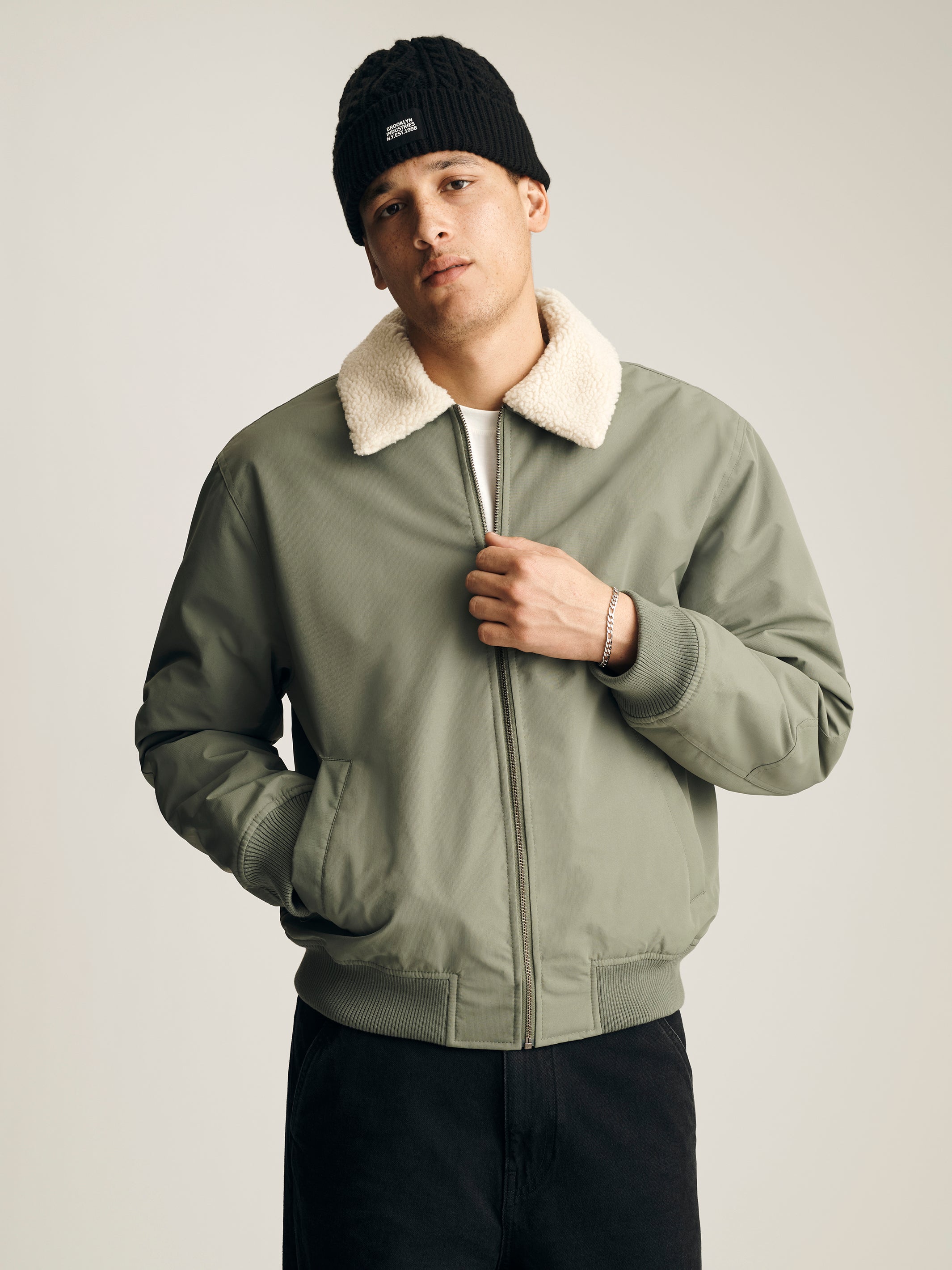 Men's Bomber Jacket in Agave Green - BROOKLYN INDUSTRIES
