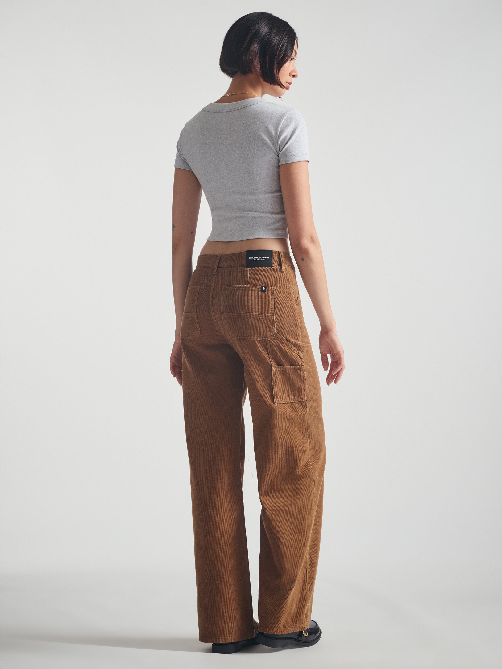 Women's Carpenter Pants in Light Brown Cord - BROOKLYN INDUSTRIES