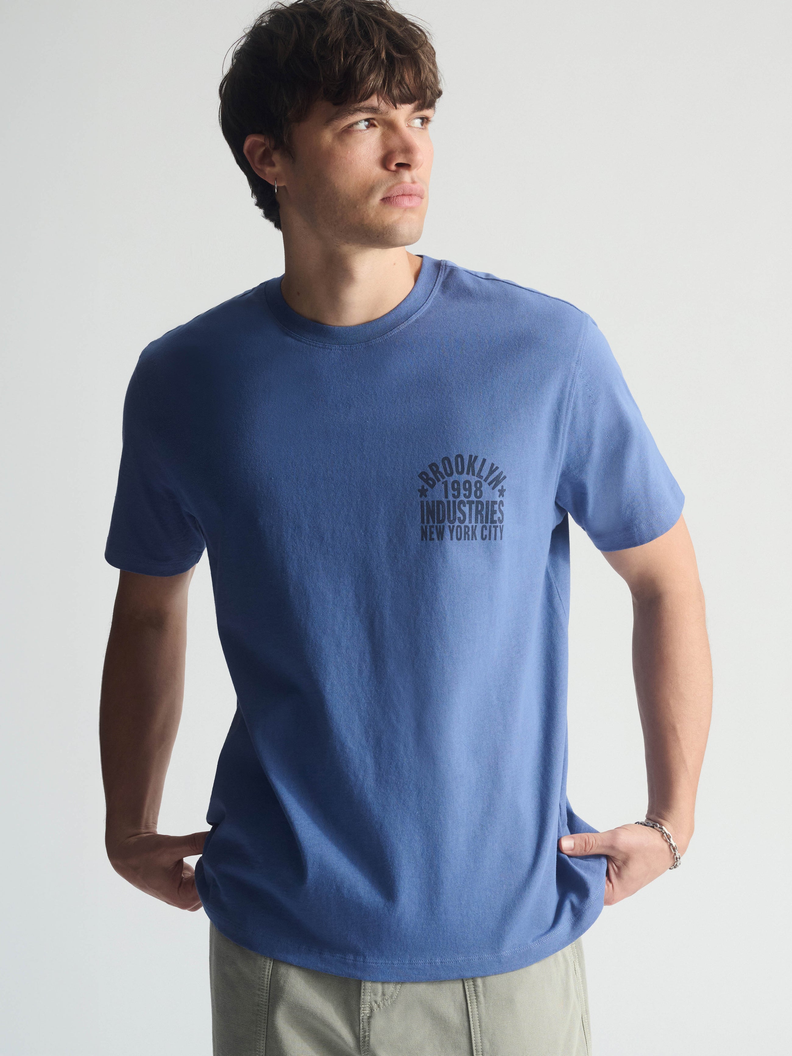 Men's Vintage Brooklyn Graphic T-Shirt In Bijou Blue - BROOKLYN INDUSTRIES