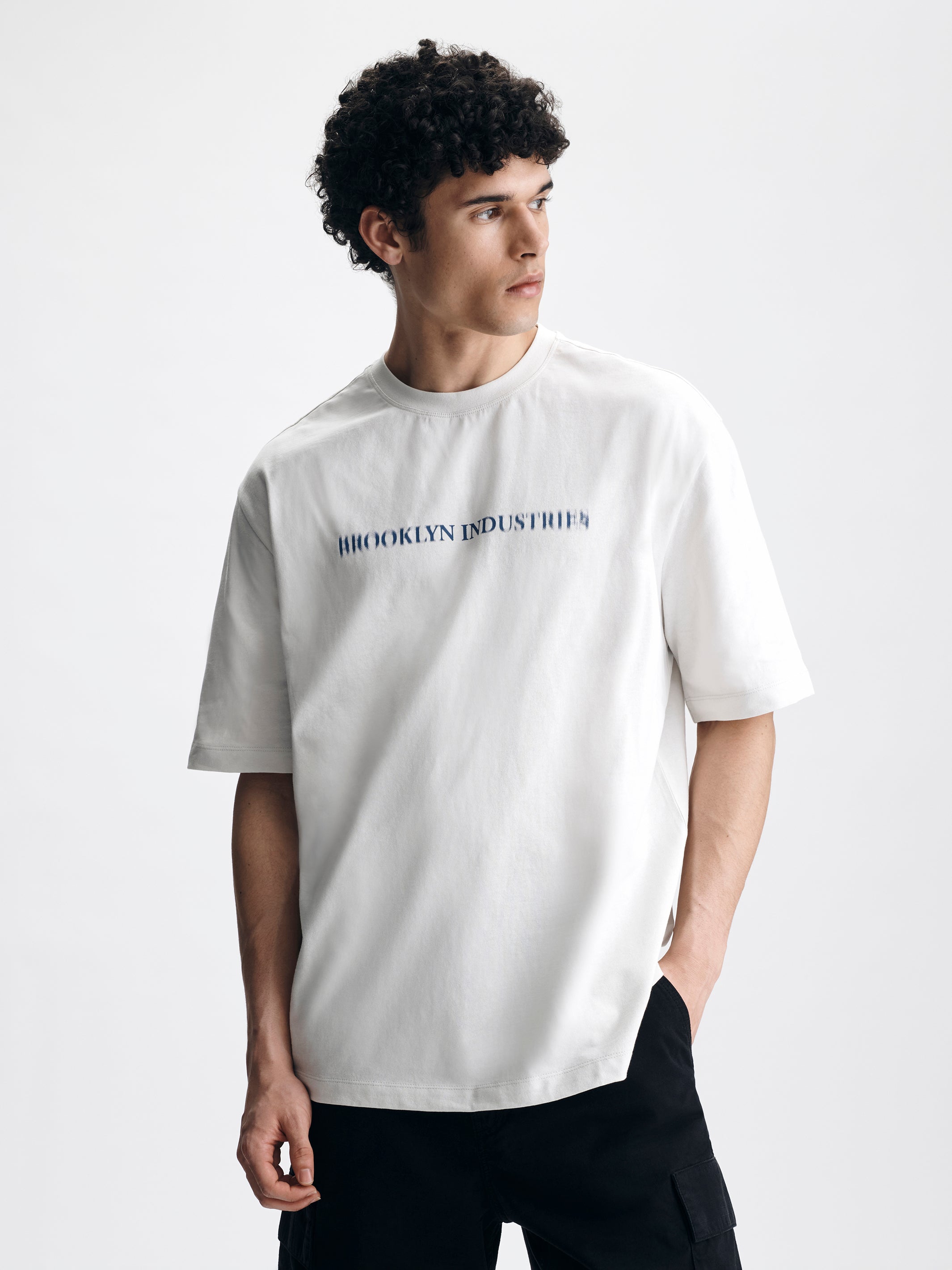 Men's Live Work Create T-Shirt in White Onyx - BROOKLYN INDUSTRIES
