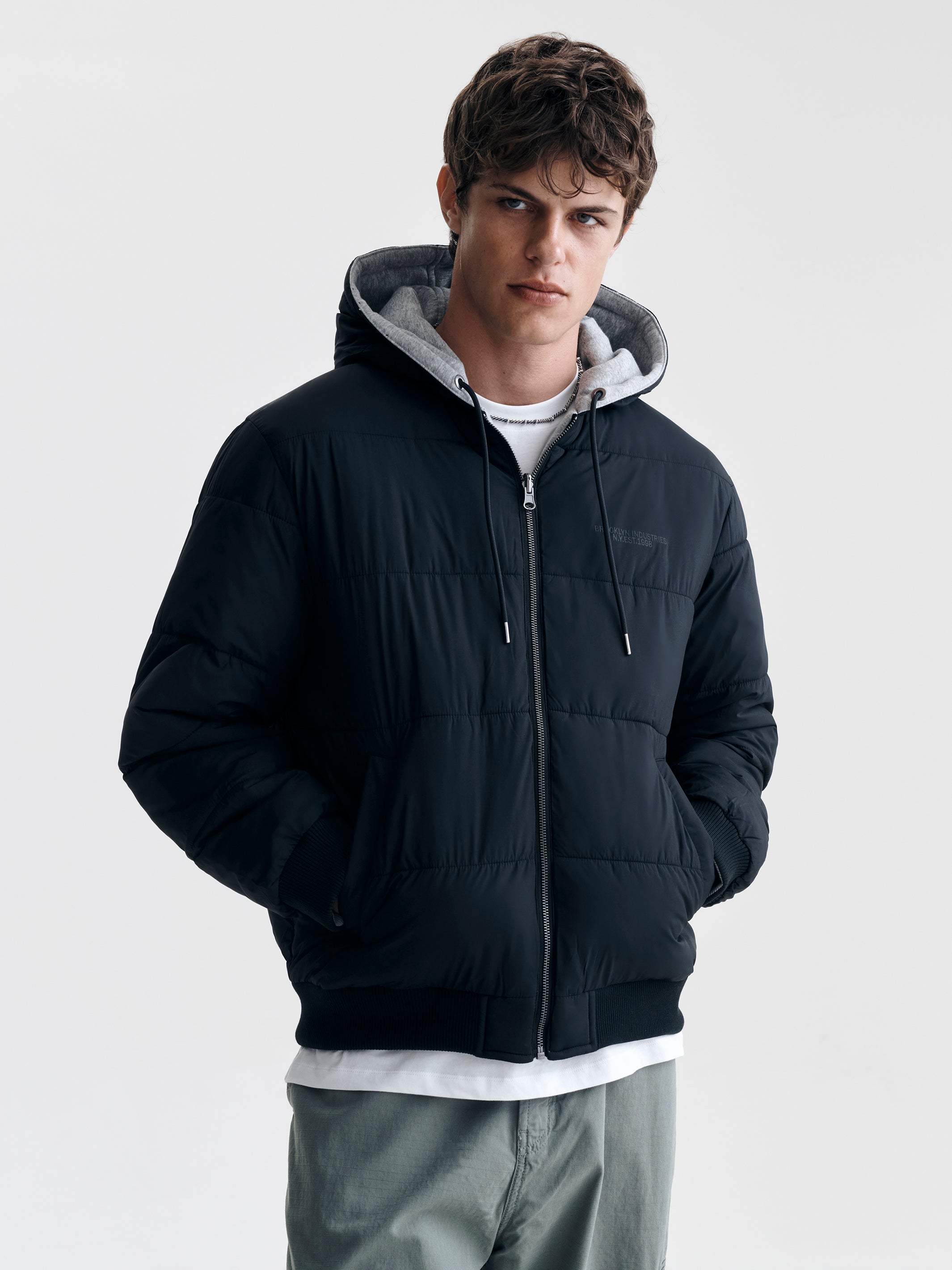 Men's Reversible Hooded Jacket in Jet Black - BROOKLYN INDUSTRIES
