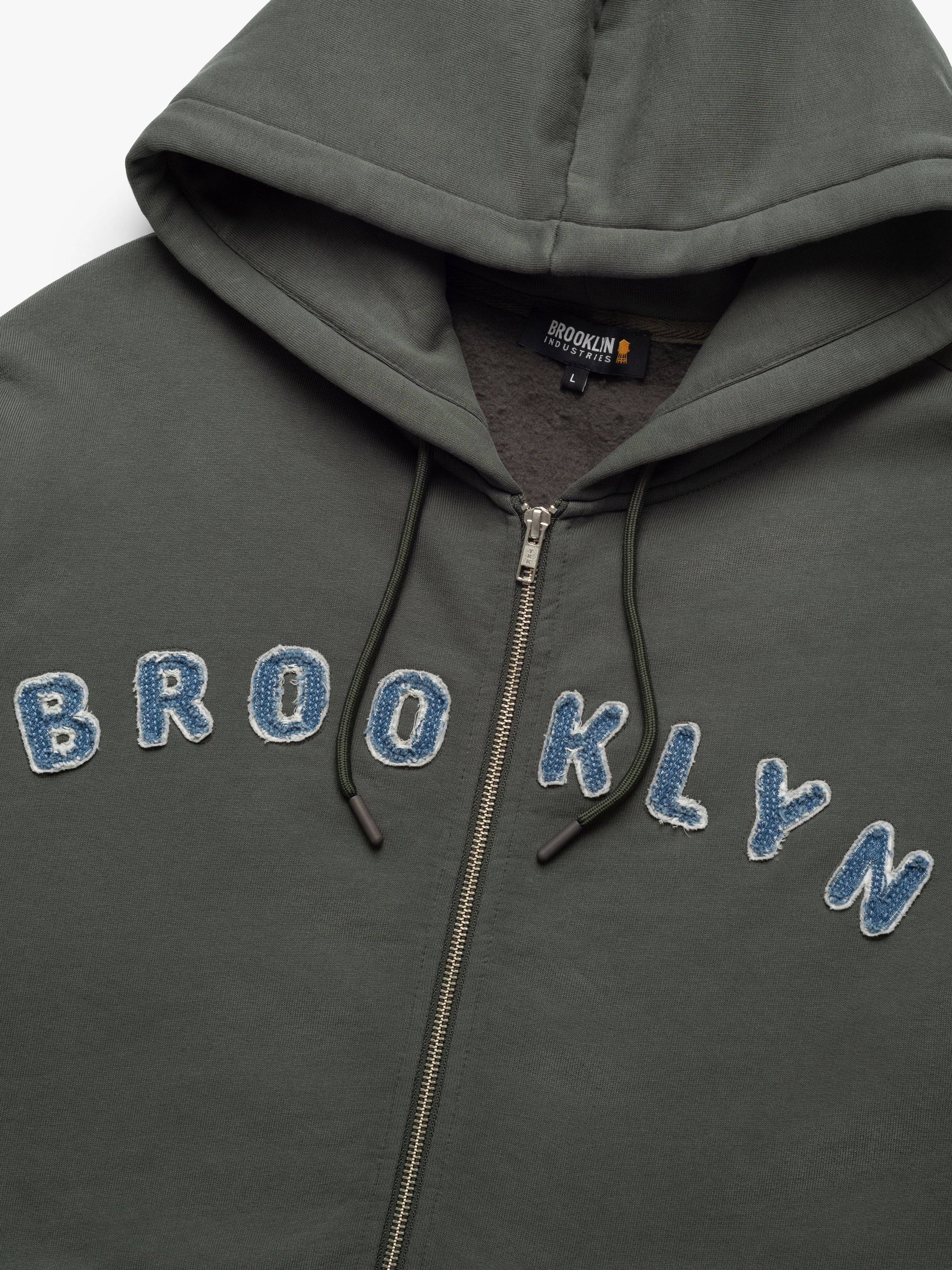 Men's Logo Zip Up Sweatshirt In Sage - BROOKLYN INDUSTRIES