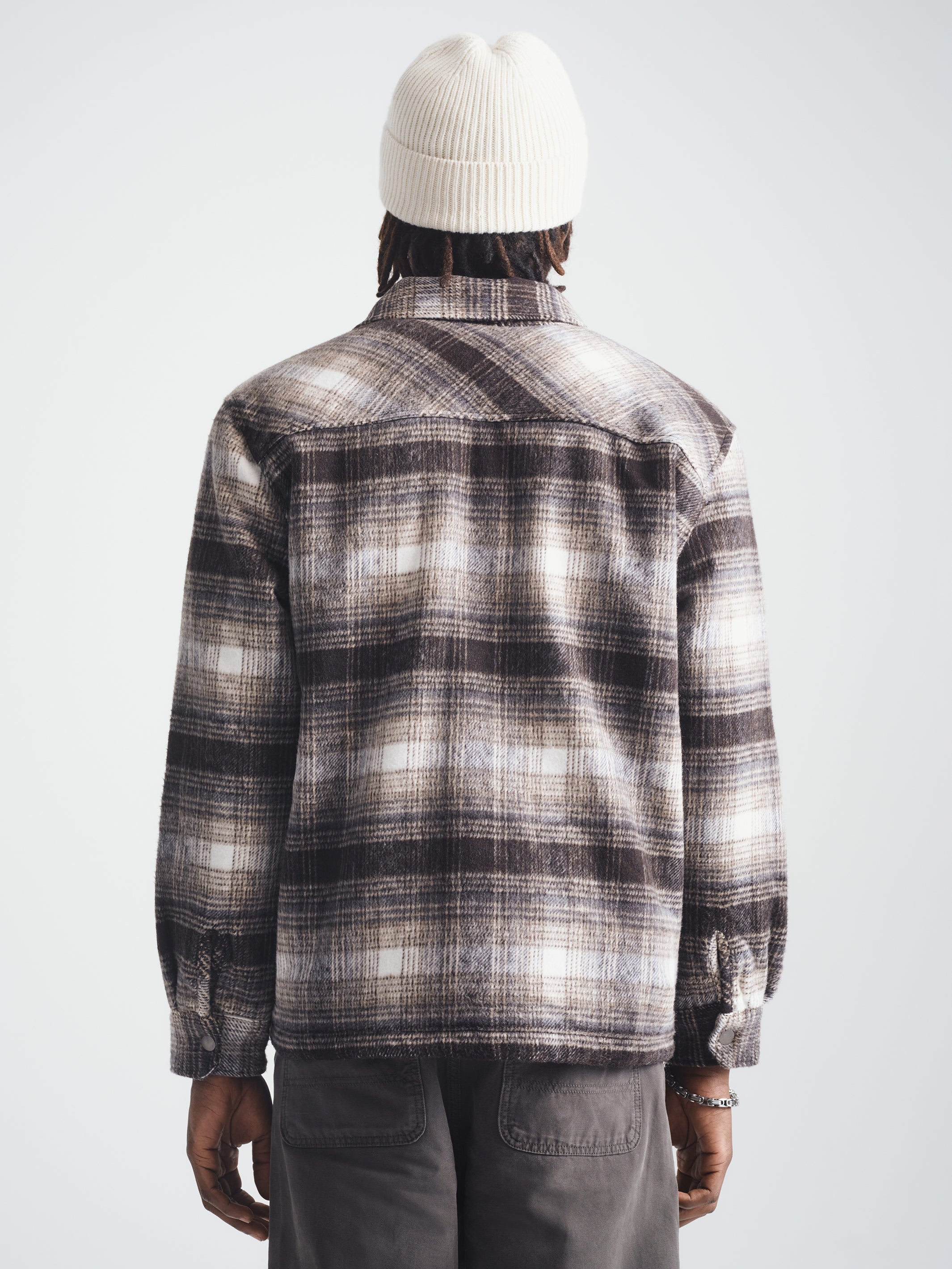 Men's Plaid Shacket in Seal Brown Check