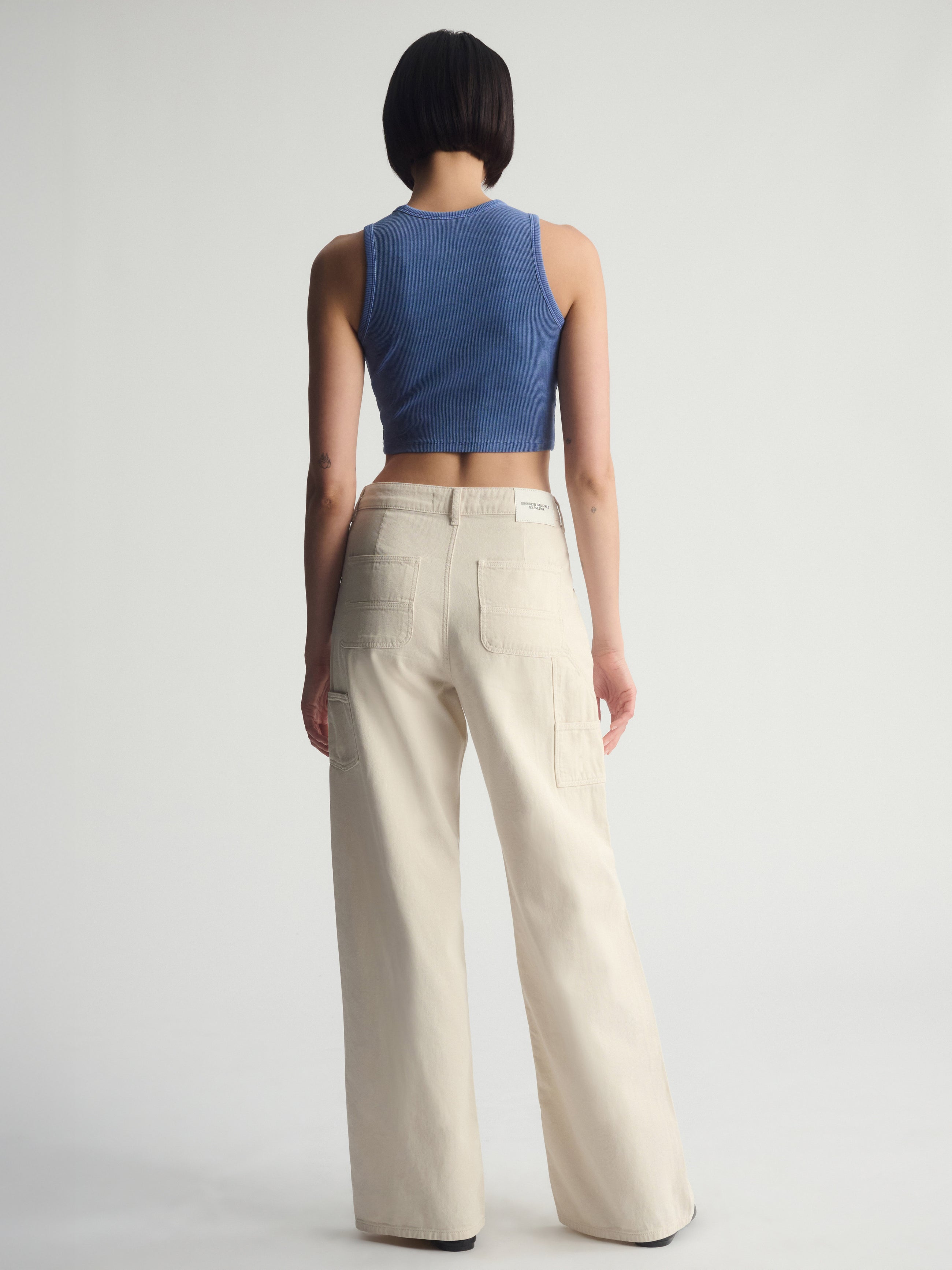 Women's Brooklyn Ribbed Crop Tank Top In Bijou Blue - BROOKLYN INDUSTRIES