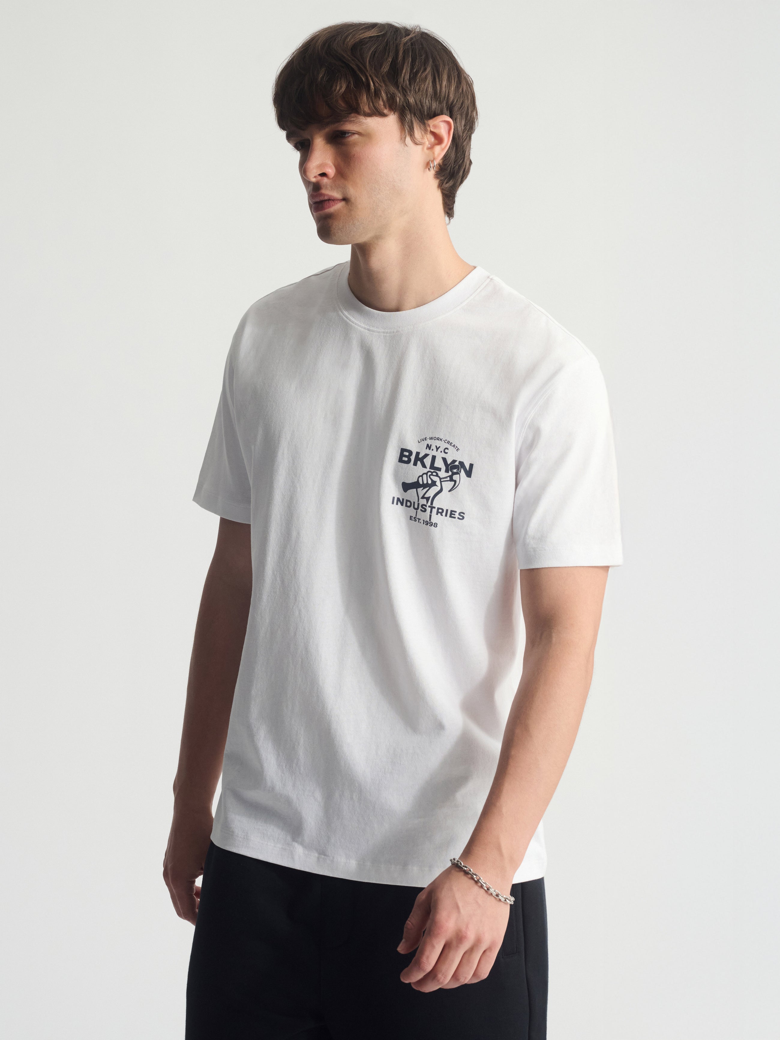 Men's Vintage Brooklyn Graphic T-Shirt In White - BROOKLYN INDUSTRIES