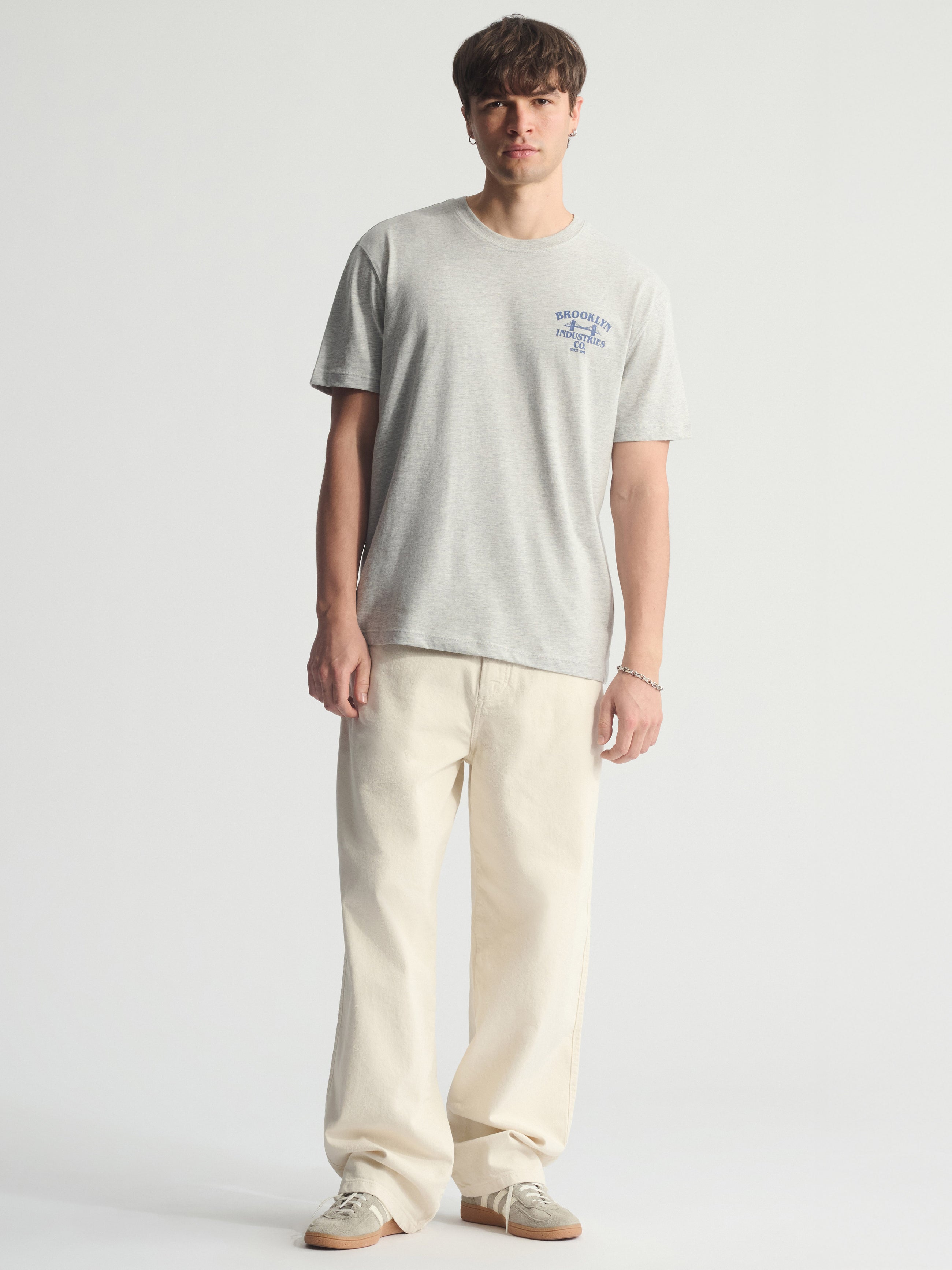 Men's Vintage Brooklyn Graphic T-Shirt In Light Grey Melange - BROOKLYN INDUSTRIES