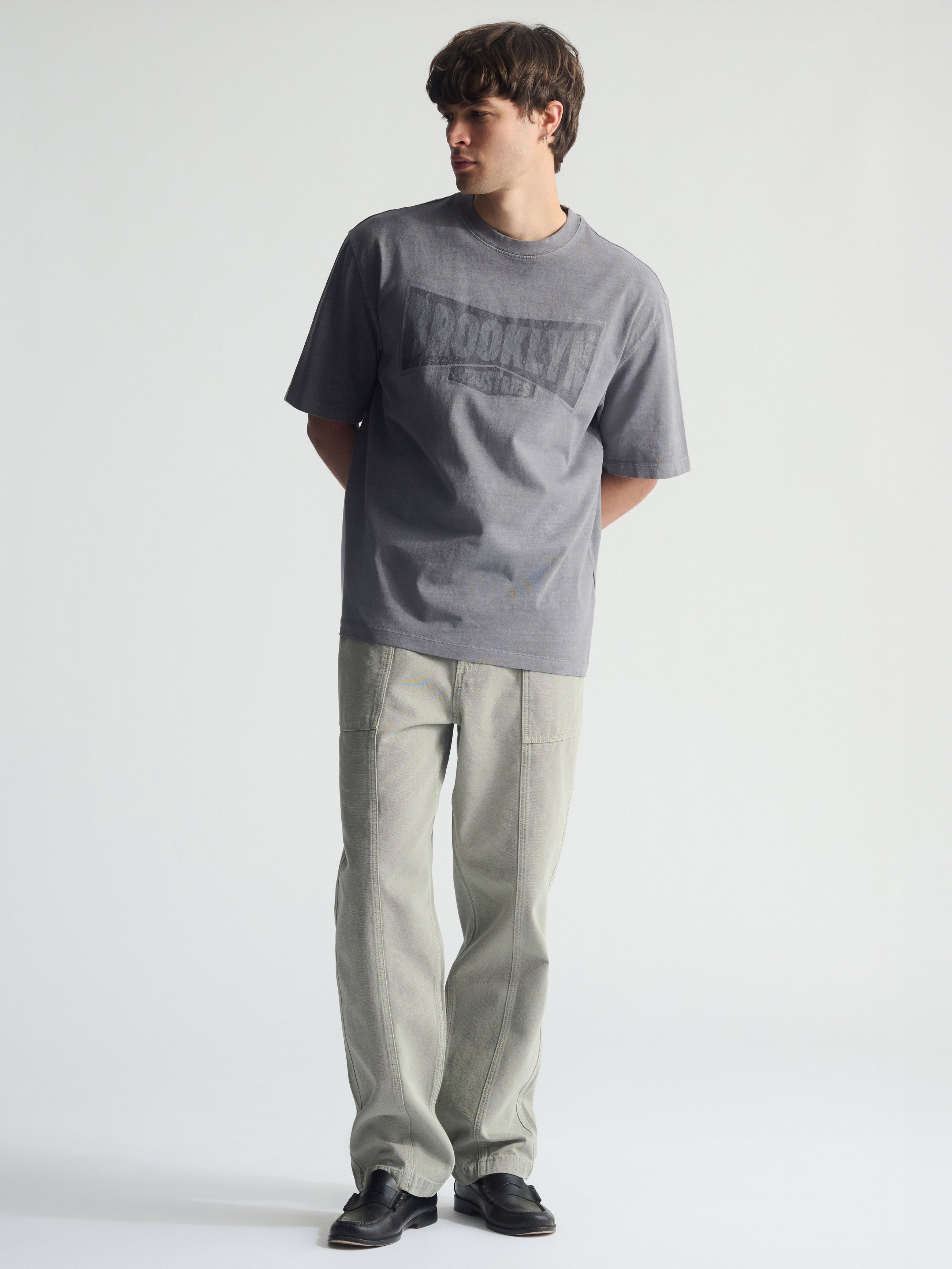 Men's Wide Leg Cargo Pants In Puritan Gray - BROOKLYN INDUSTRIES