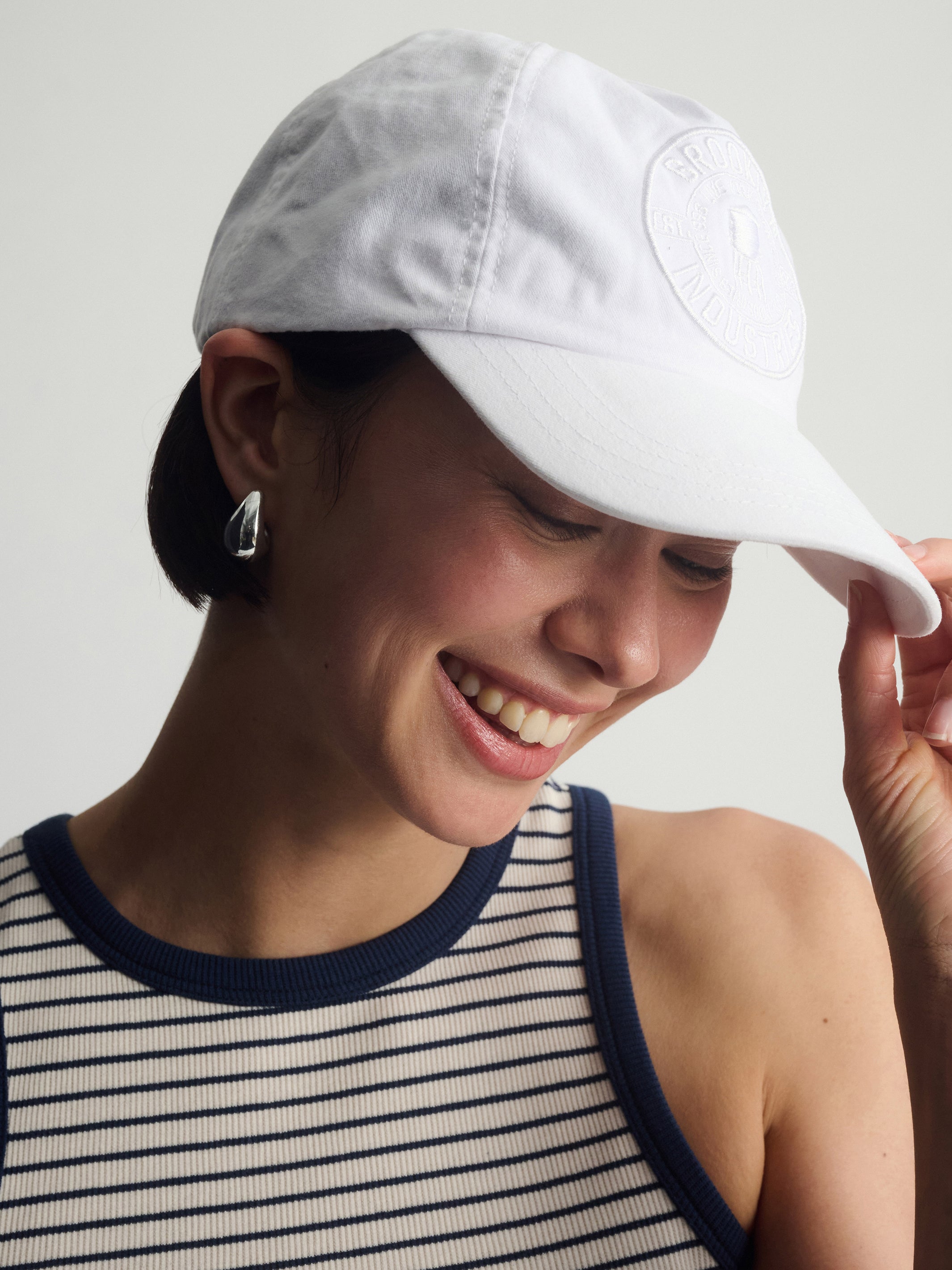 Women's Brooklyn Logo Cap in White - BROOKLYN INDUSTRIES
