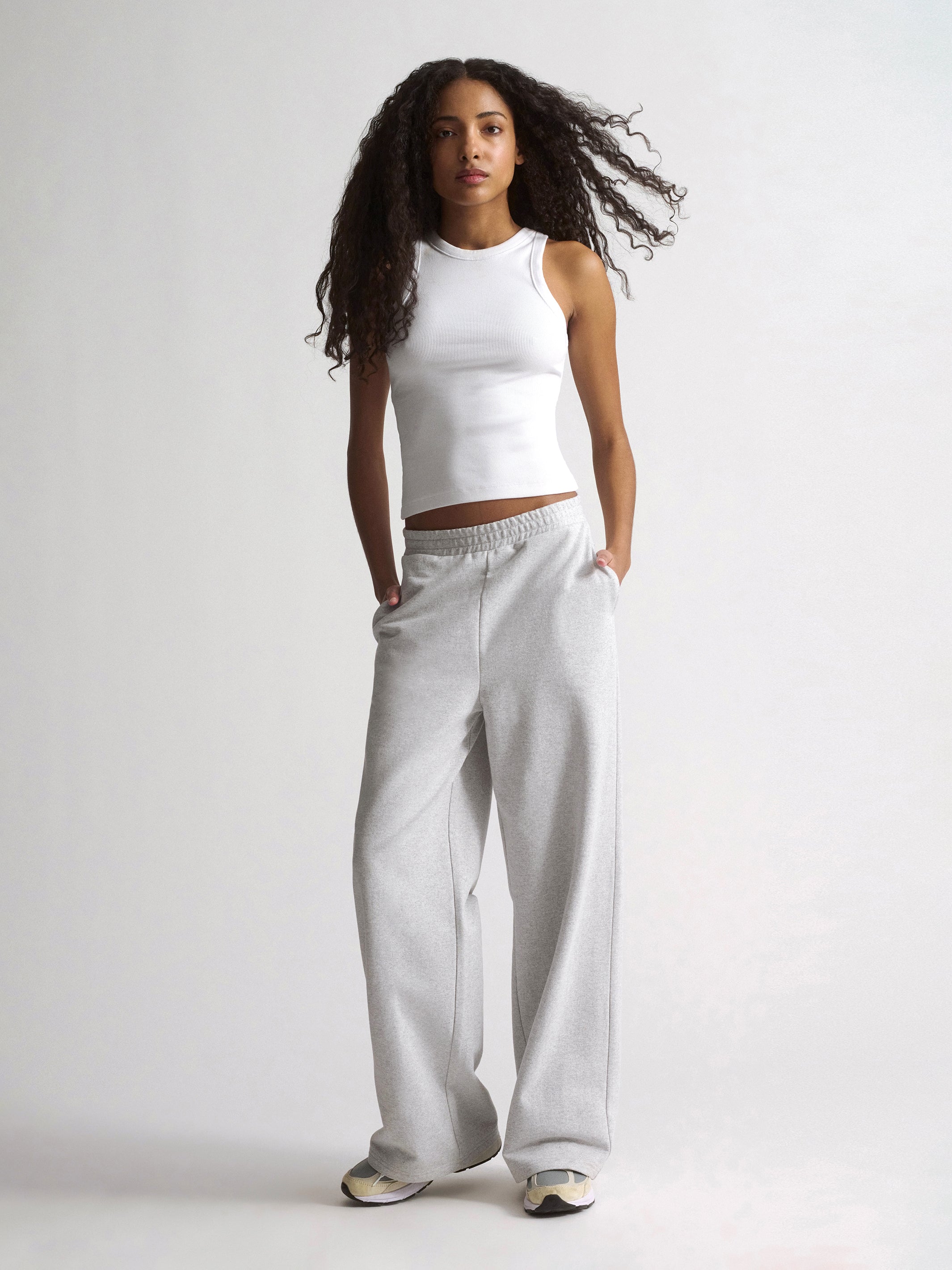 Women's Brooklyn Wide-Leg Sweatpants In Light Grey Melange - BROOKLYN INDUSTRIES