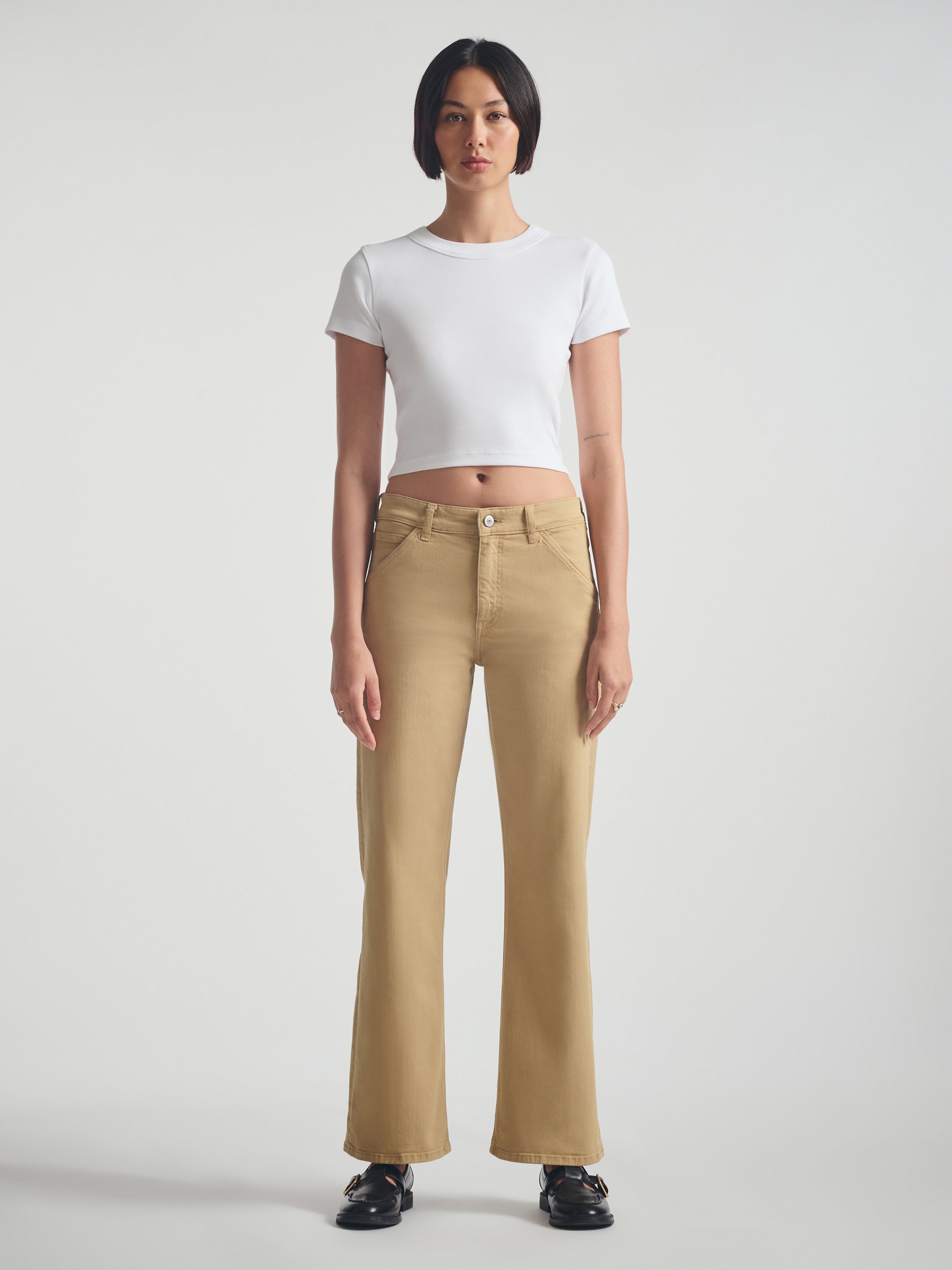 Women's Ribbed Cropped T-Shirt in White - BROOKLYN INDUSTRIES