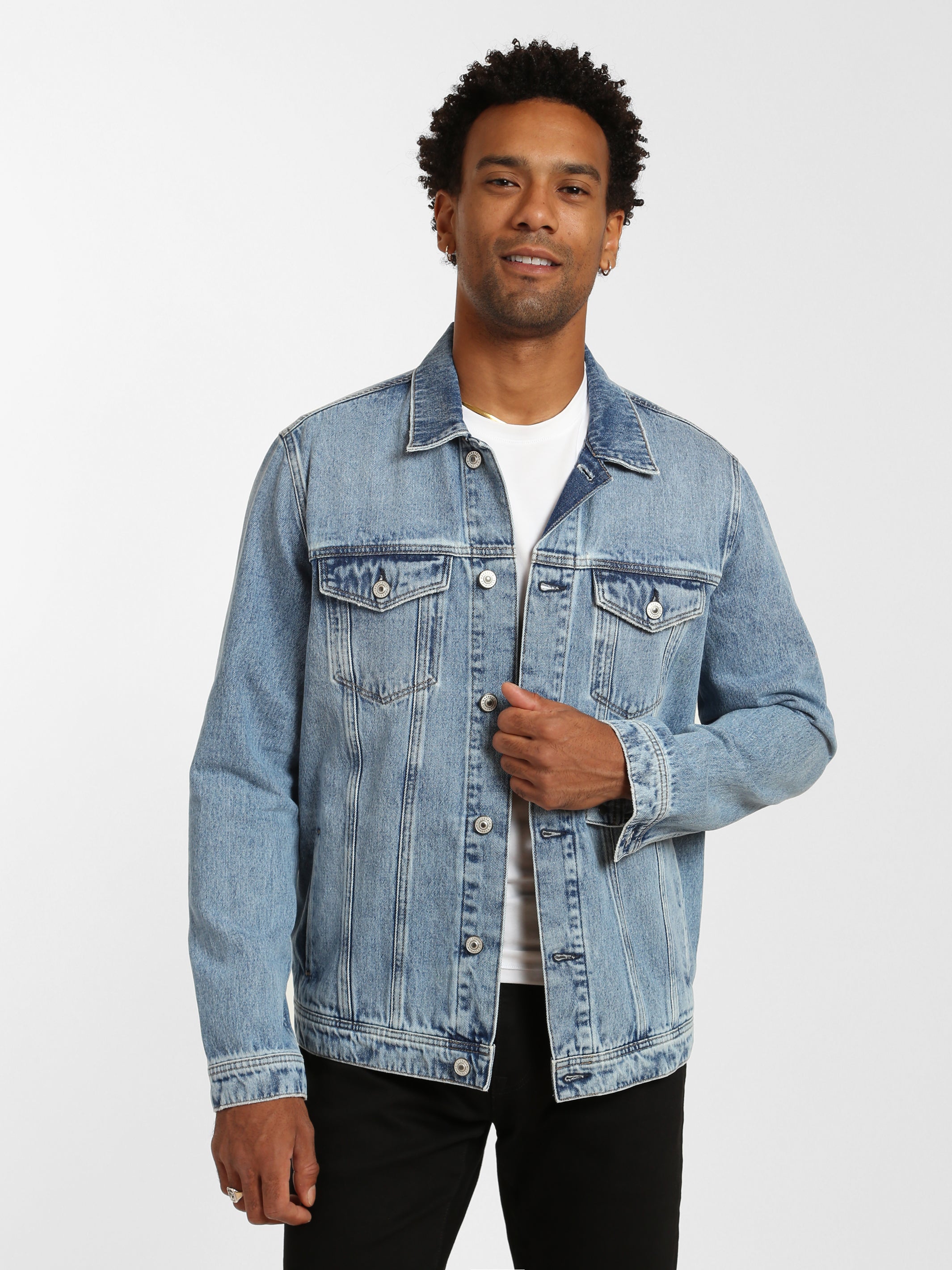 Smith Denim Jacket in Mid Shaded Denim - BROOKLYN INDUSTRIES