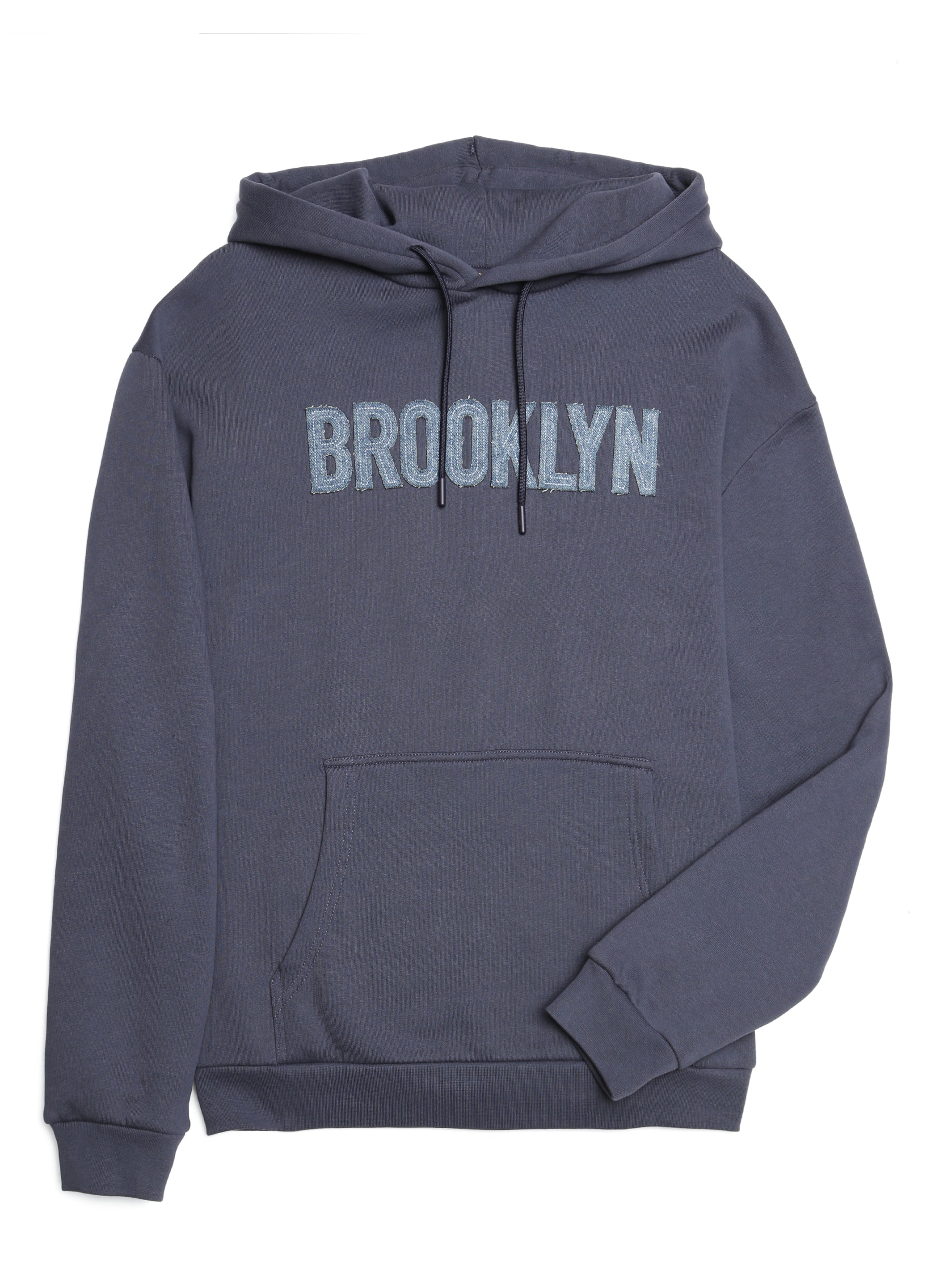 Men's Brooklyn Denim Patched Hoodie Sweatshirt